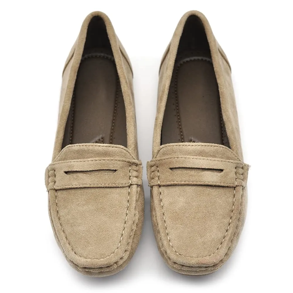 IF Mocassini Slip On Loafers Donna Camoscio con Strass FT245 Khaki 41 - immagine 2