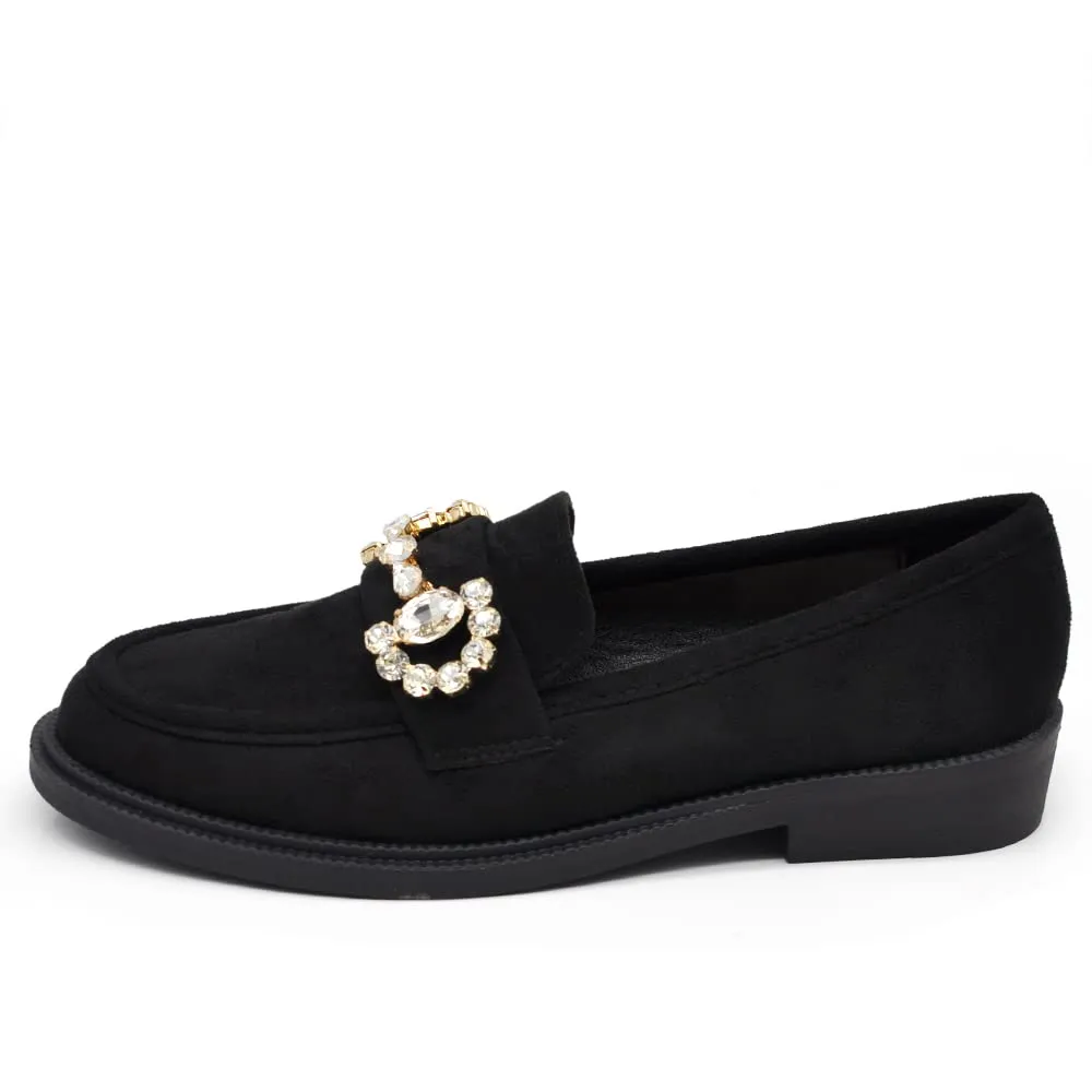IF Mocassini Slip On Loafers Donna con Strass in Camoscio 2625 Fuxia N.37 - immagine 3