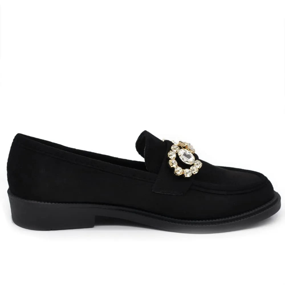 IF Scarpe Mocassini Slip On Loafers Donna con Strass in Camoscio 2625 Nero N.40 - immagine 4