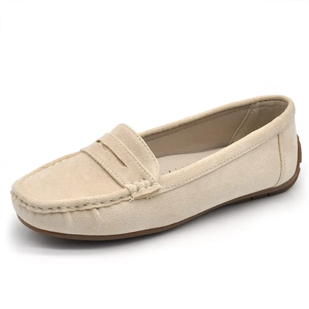 IF Mocassini Slip On Loafers Donna Camoscio con Strass FT245 Beige 41 - immagine 1