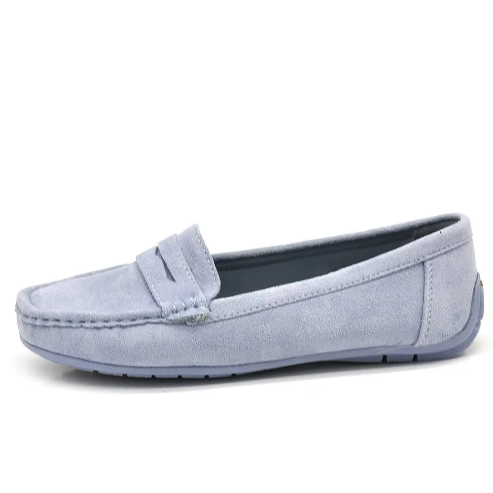 IF Mocassini Slip On Loafers Donna in Camoscio con Strass FT245 Celeste N.36 - immagine 3