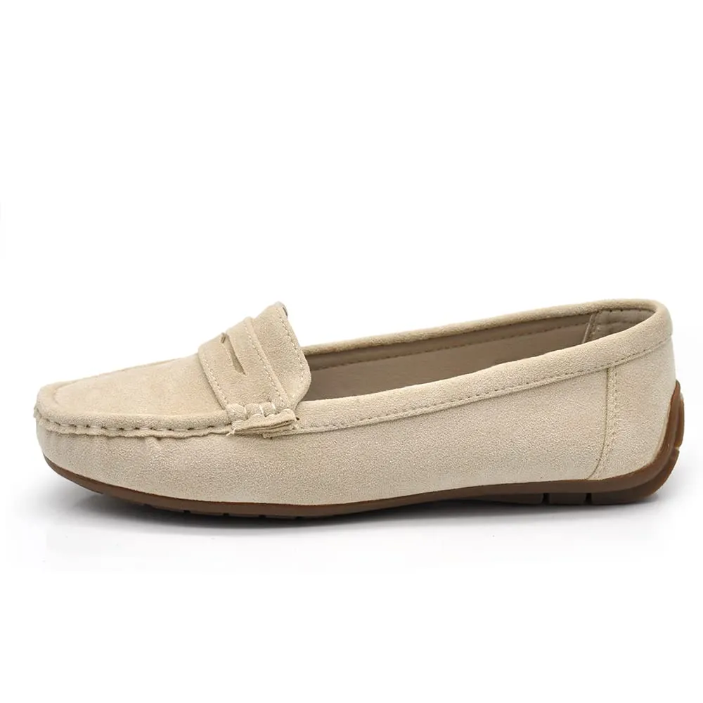 IF Mocassini Slip On Loafers Donna in Camoscio con Strass FT245 Beige N.38 - immagine 3