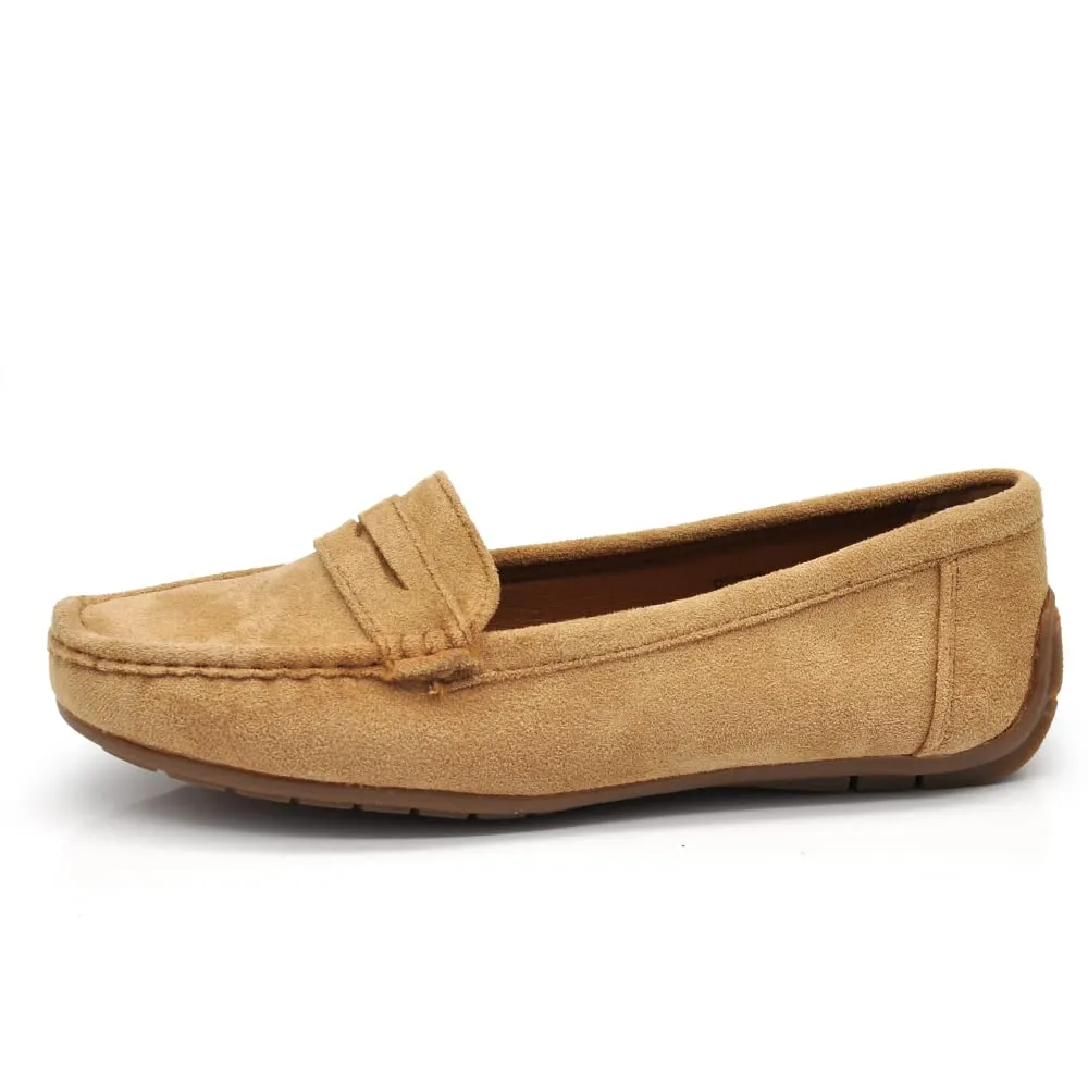IF Mocassini Slip On Loafers Donna Morbidi con Strass in Camoscio FT245 Camel N.40 - immagine 3