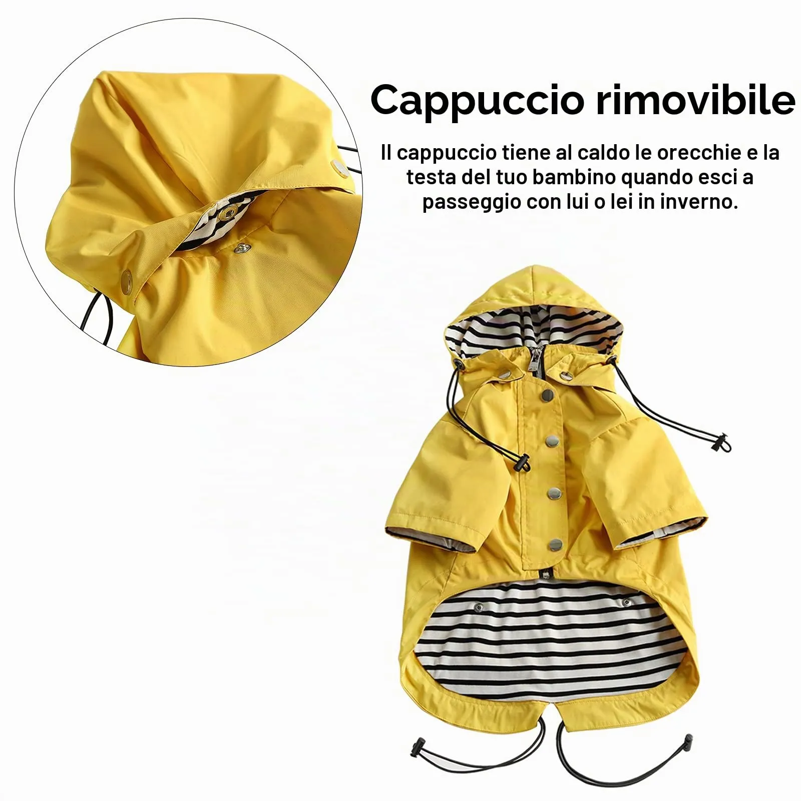 Morezi Impermeabile per Cani con Cappuccio Staccabile, Giallo, XS - immagine 4