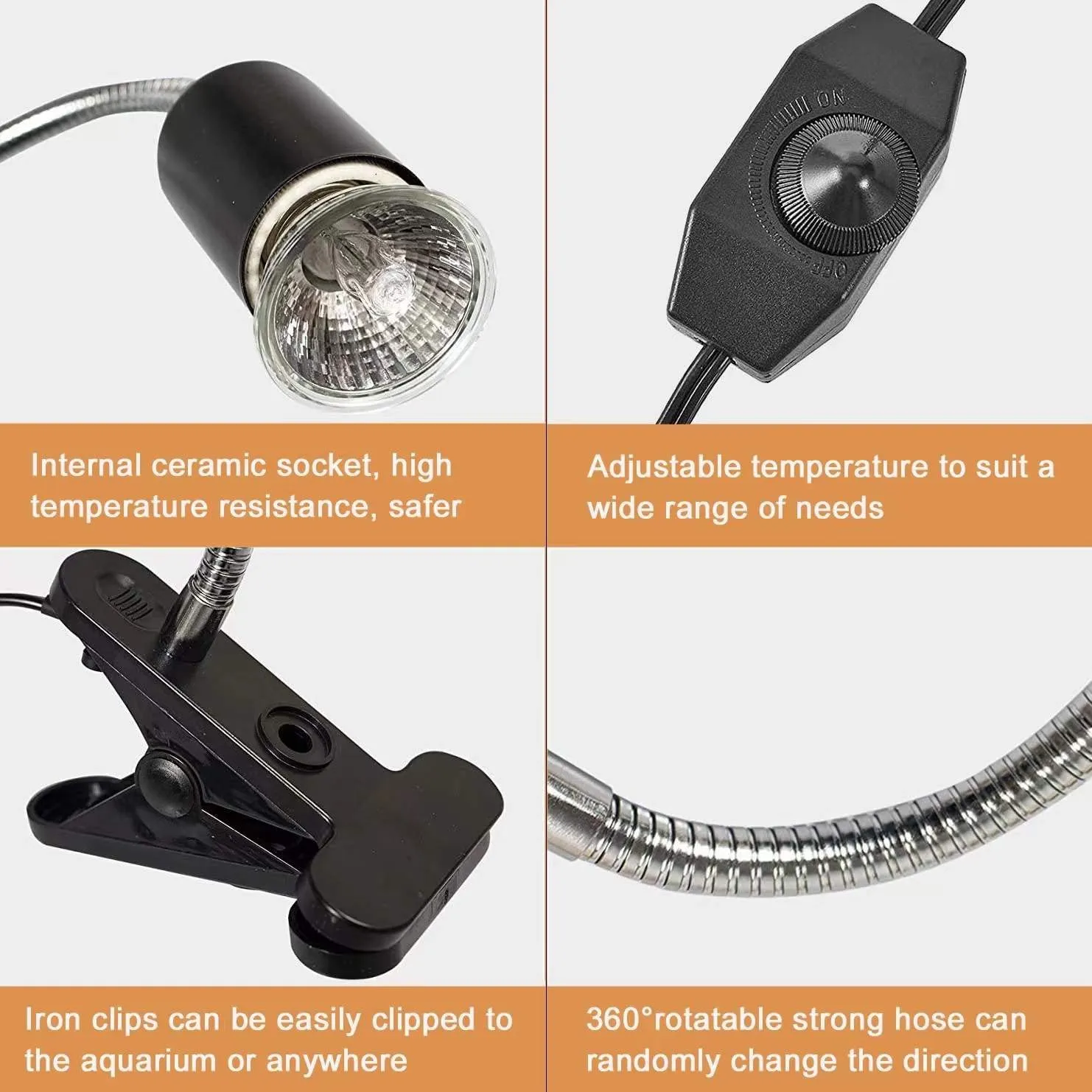 ROXIIFEE Lampada Riscaldante UVA UVB per Tartarughe, Rettili e Anfibi, E27 25W/50W, per Acquario e Terrario - immagine 2