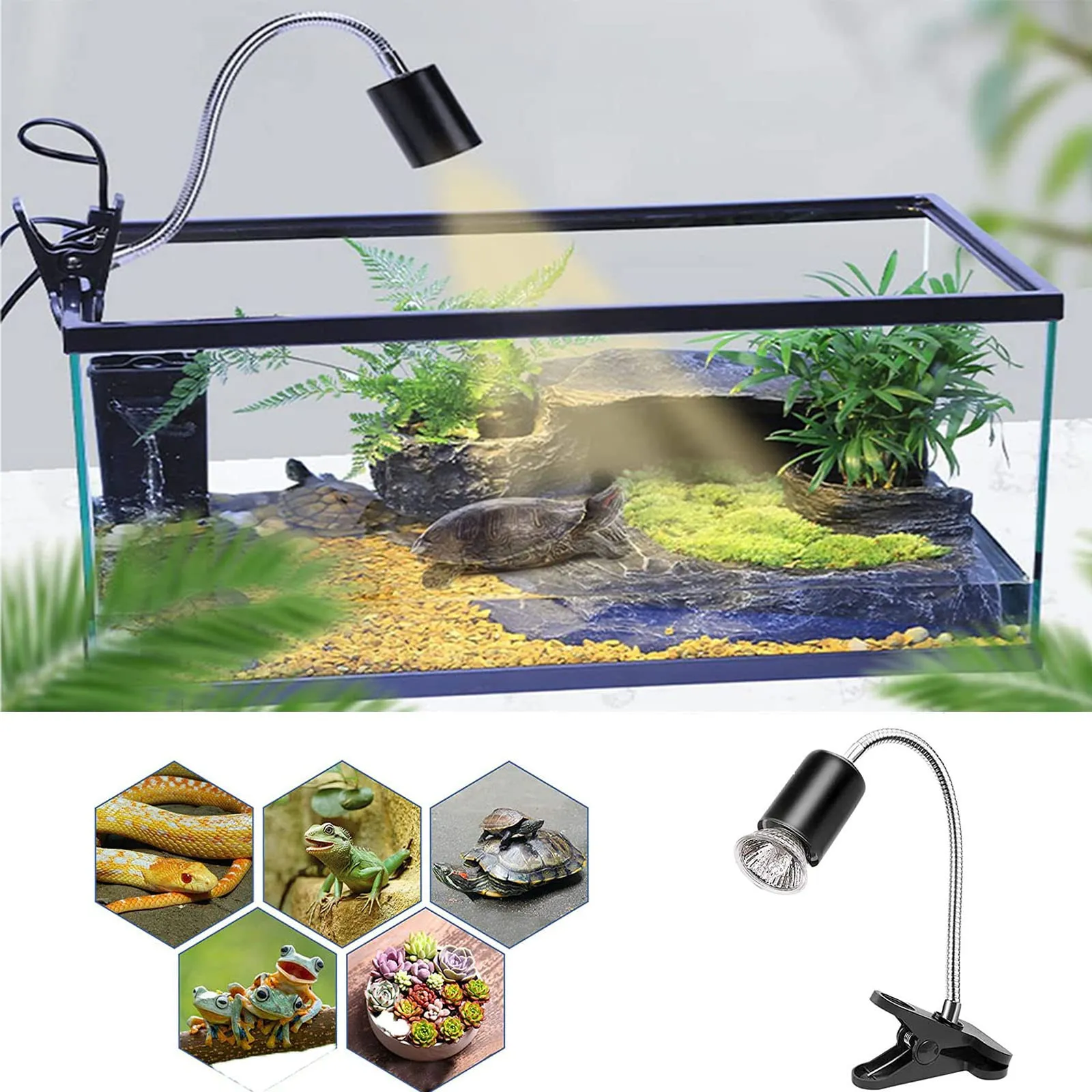 ROXIIFEE Lampada Riscaldante UVA UVB per Tartarughe, Rettili e Anfibi, E27 25W/50W, per Acquario e Terrario - immagine 6