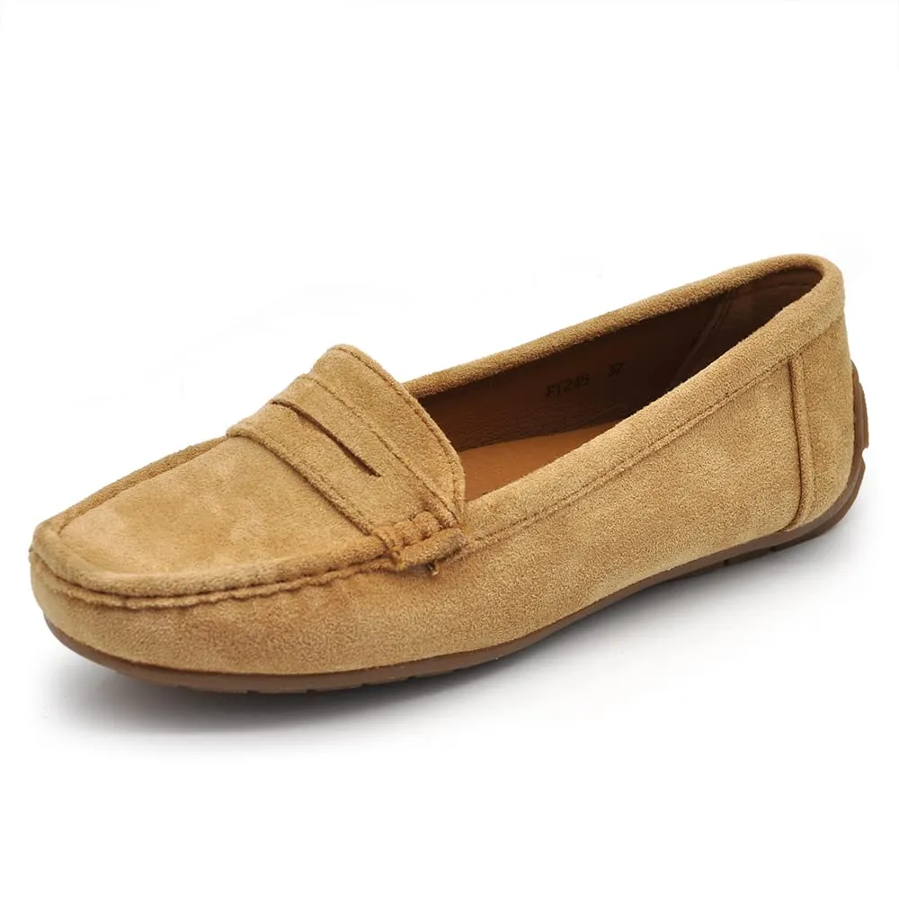 IF Mocassini Slip On Loafers Donna Camoscio con Strass FT245 Camel N.39 - immagine 1