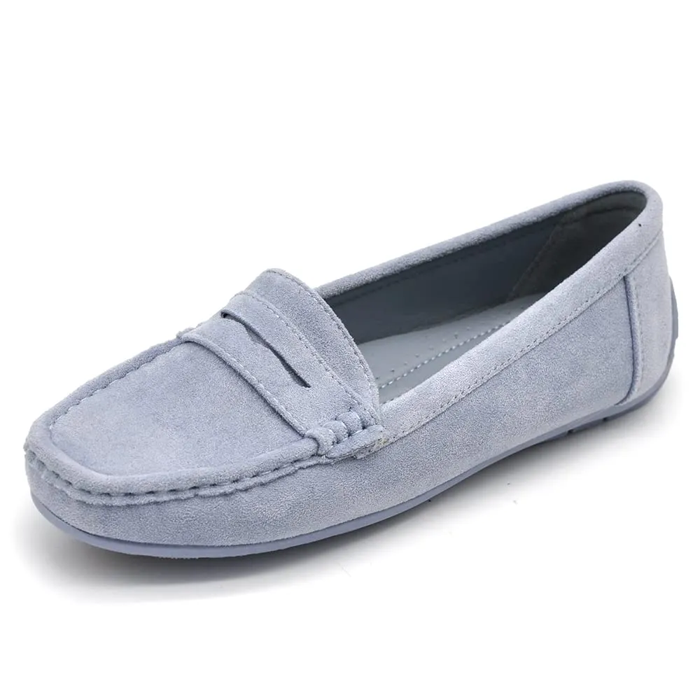 IF Mocassini Slip On Loafers Donna con Strass in Camoscio FT245 Celeste N.39 - immagine 1