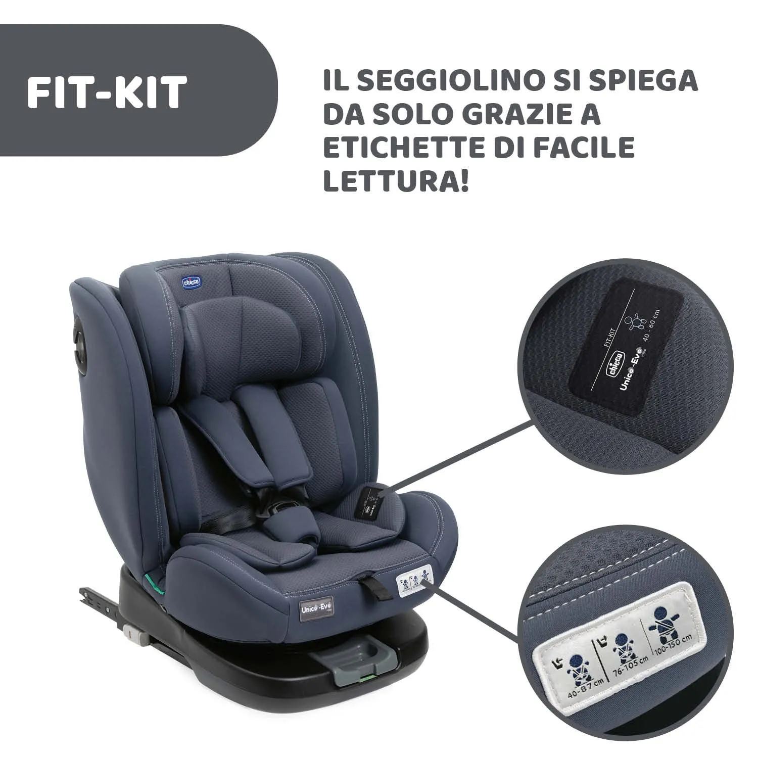 Chicco Unico Evo I-Size Seggiolino Auto 0-36 kg, ECE R129/03, Isofix Girevole 360°, Gruppo 0+/1/2/3, 0-12 Anni - immagine 12