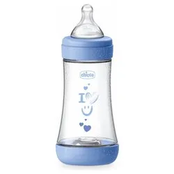 Chicco Perfect 5 Biberon Anticolica, 240 ml, Flusso Medio (2+ mesi), Blu - immagine 1