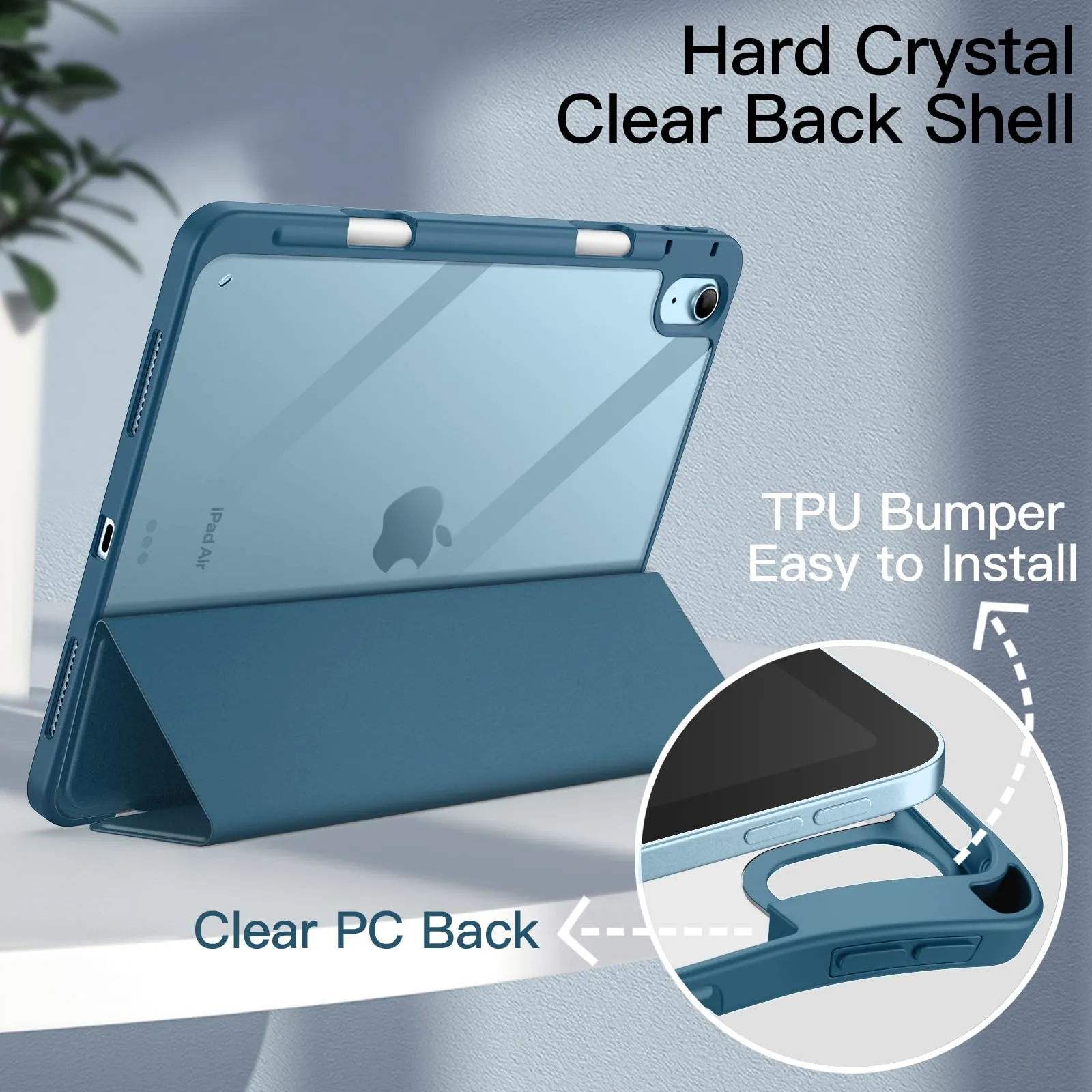 JETech Custodia per iPad Air 11" M4/M3/M2 & Air 5/4, Blu - immagine 3