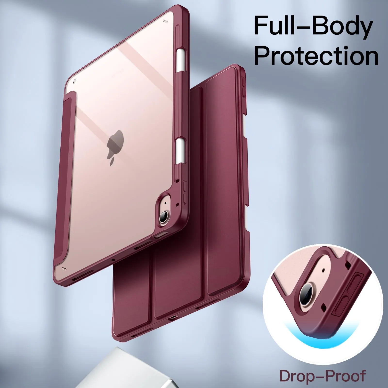 JETech Custodia per iPad Air 11" M4/M3/M2 & Air 5/4, Vino Rosso - immagine 4
