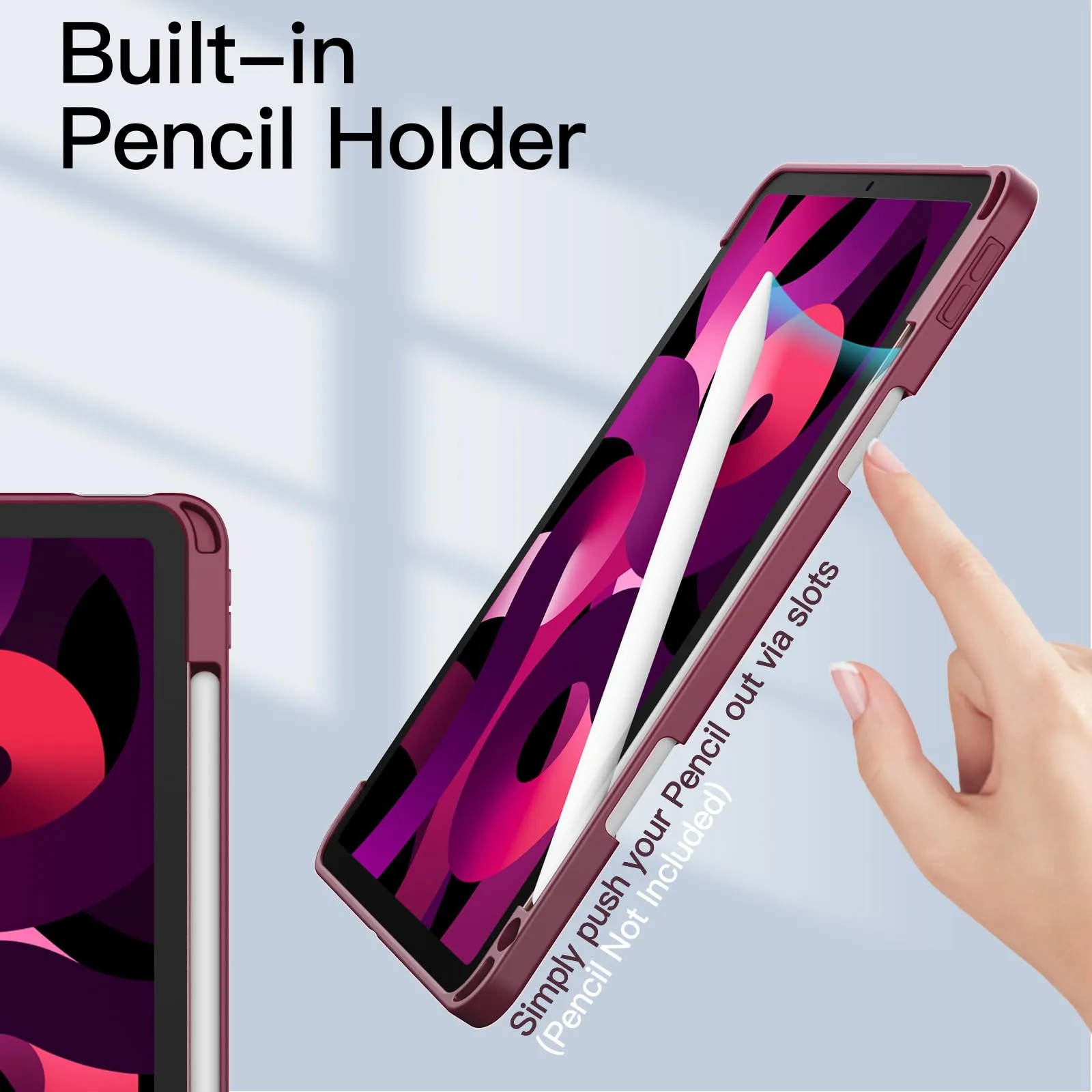 JETech Custodia per iPad Air 11" M4/M3/M2 & Air 5/4, Vino Rosso - immagine 5