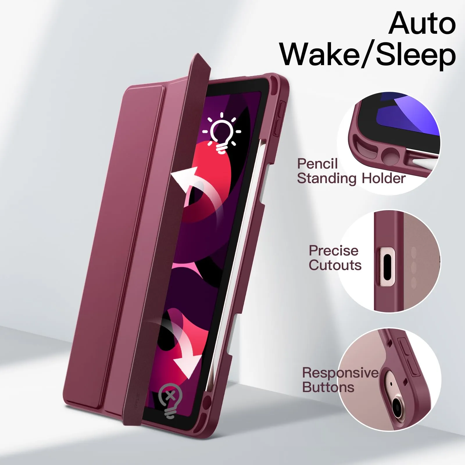 JETech Custodia per iPad Air 11" M4/M3/M2 & Air 5/4, Vino Rosso - immagine 6