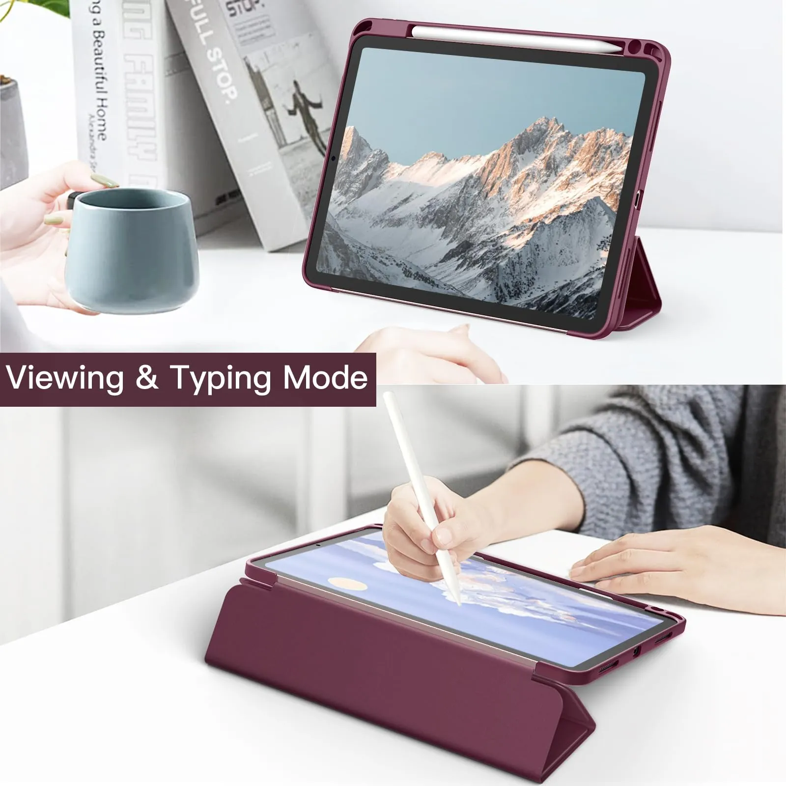 JETech Custodia per iPad Air 11" M4/M3/M2 & Air 5/4, Vino Rosso - immagine 7