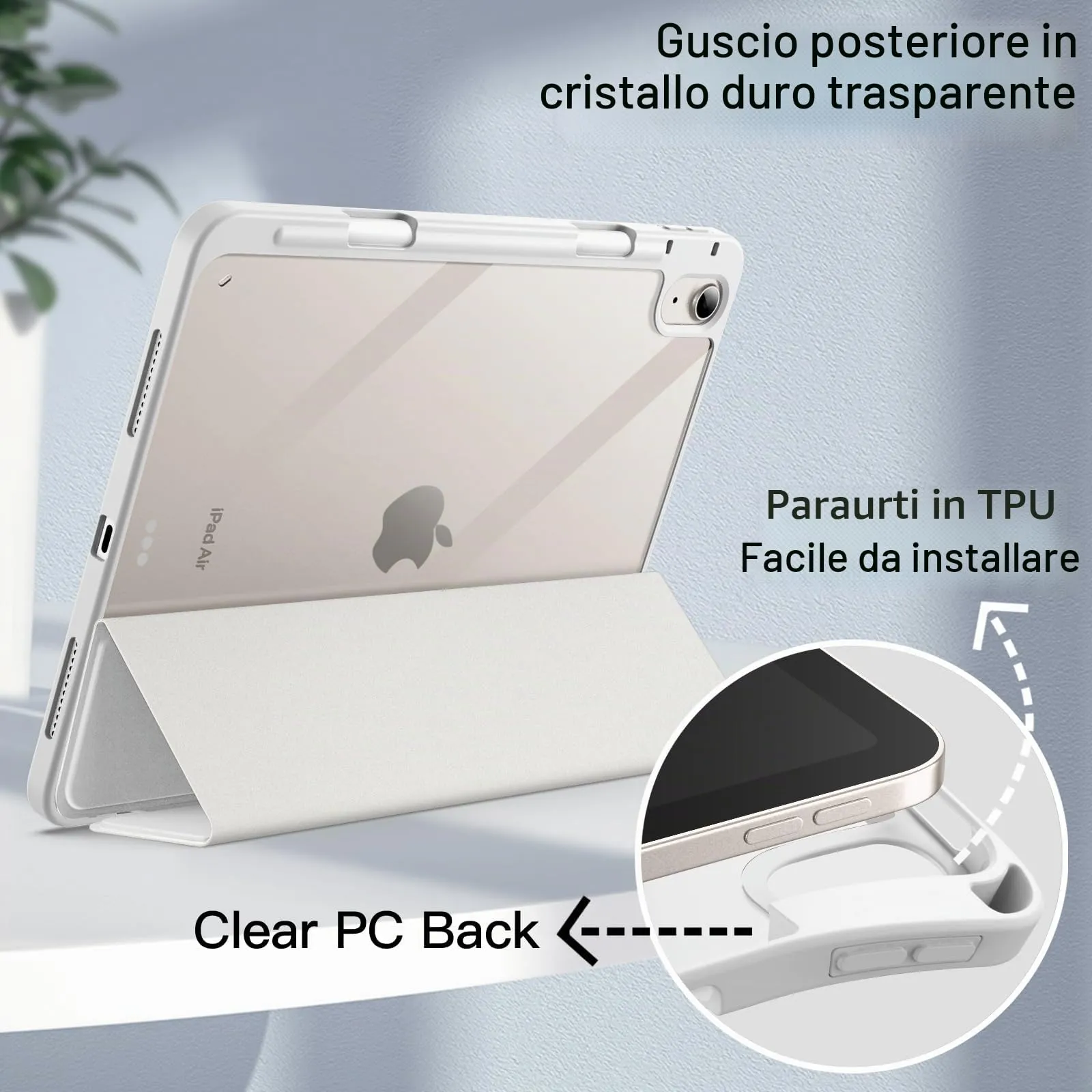 JETech Custodia per iPad Air 11" (M4/M3/M2) e iPad Air 5/4 (10.9"), Bianco - immagine 3