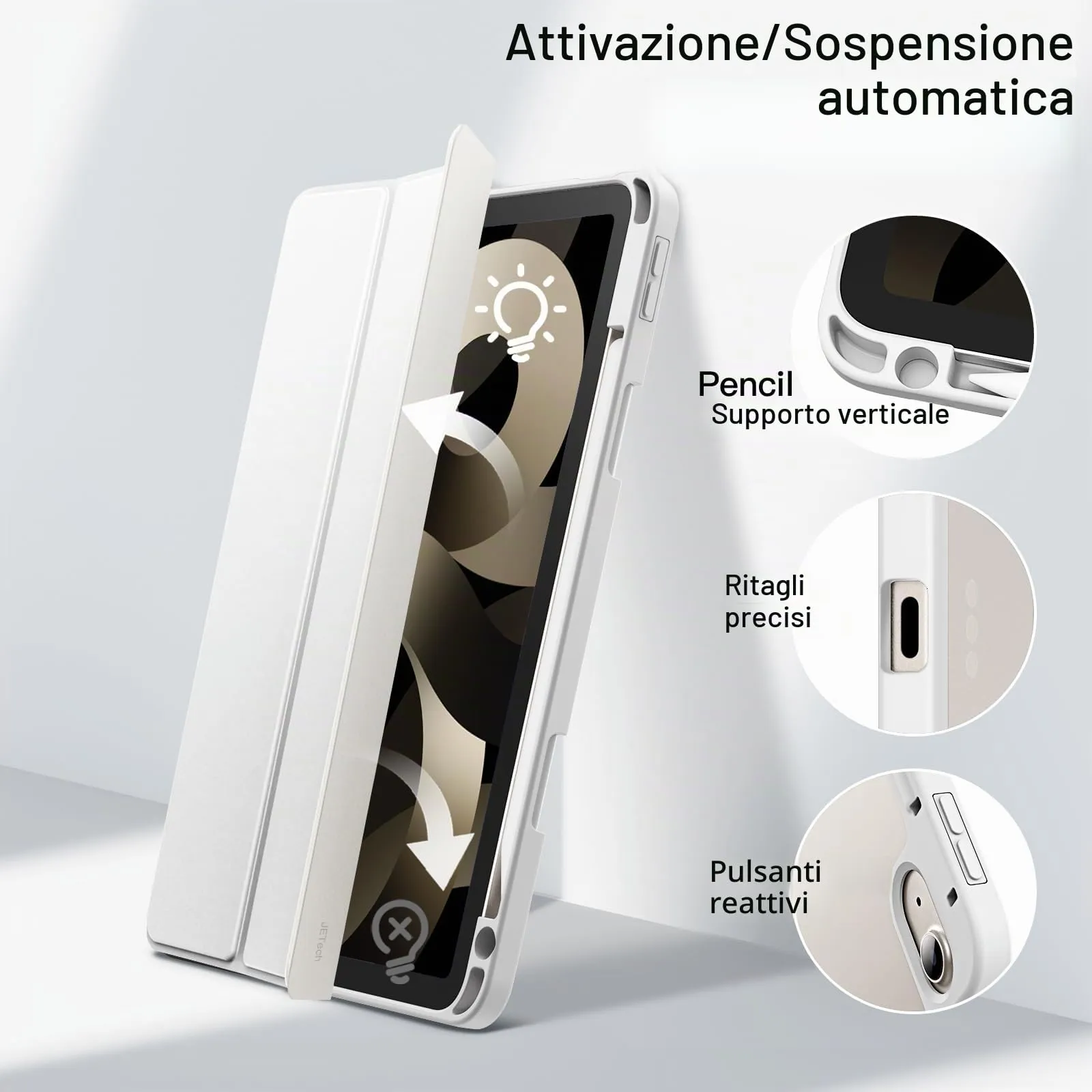 JETech Custodia per iPad Air 11" (M4/M3/M2) e iPad Air 5/4 (10.9"), Bianco - immagine 6