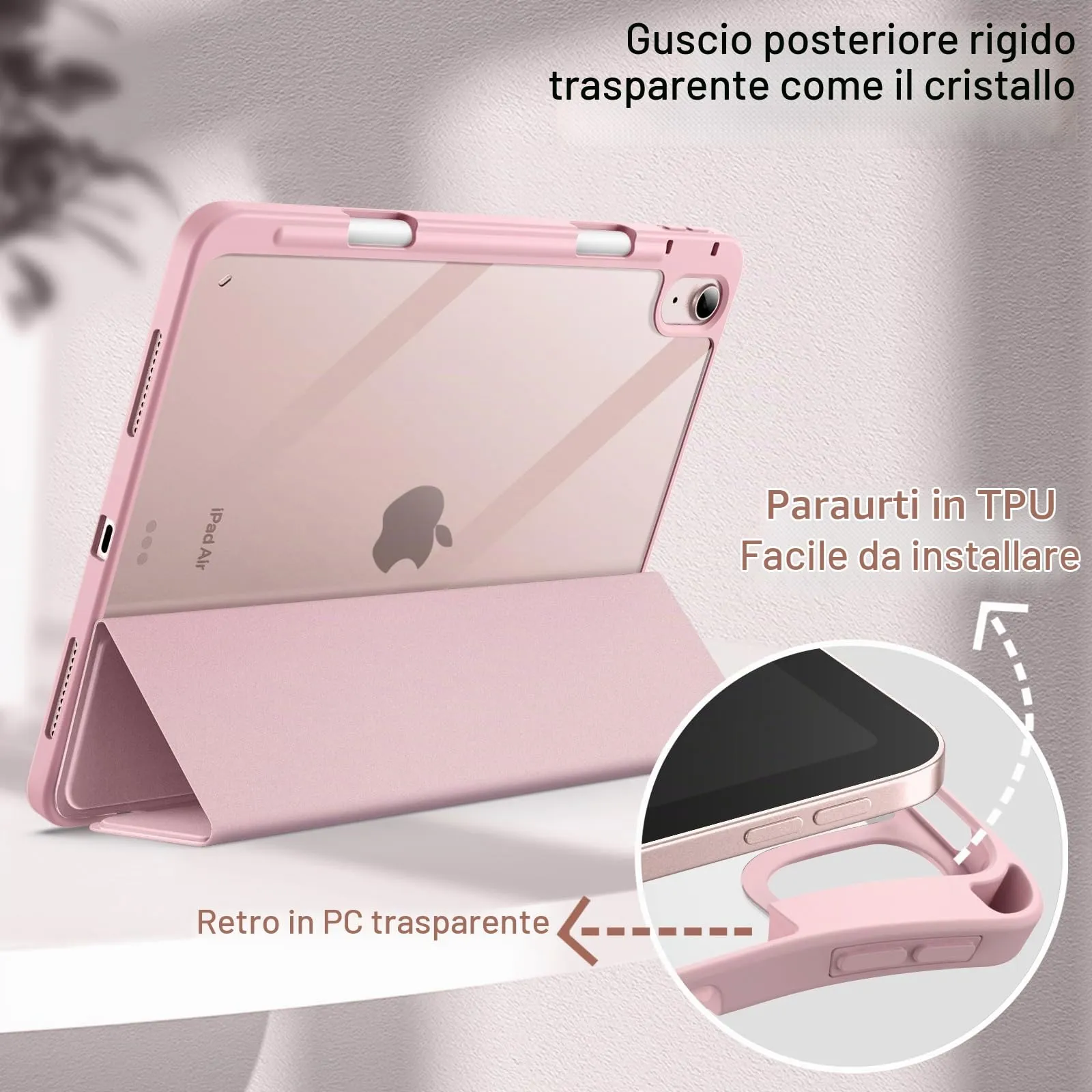 JETech Custodia per iPad Air 11" M4/M3/M2 & Air 5/4, Rosa - immagine 3