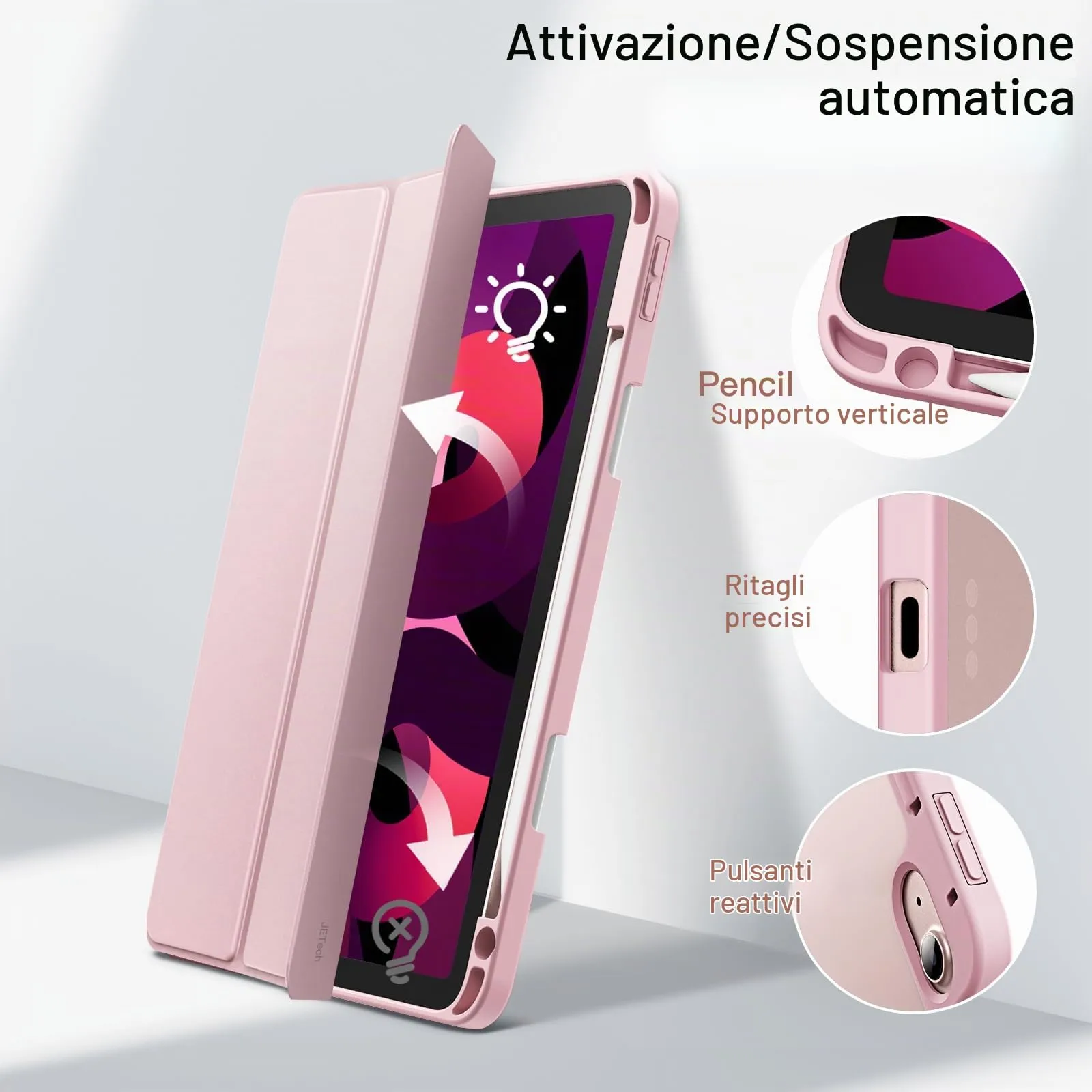 JETech Custodia per iPad Air 11" M4/M3/M2 & Air 5/4, Rosa - immagine 6