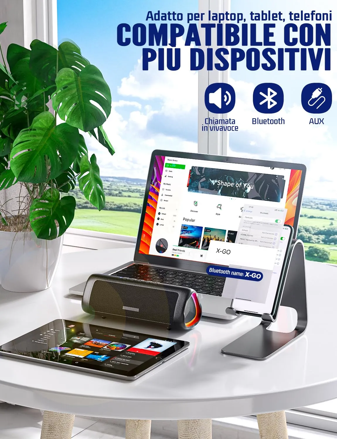 UOHHBOE Altoparlante Bluetooth Portatile 30W RGB, Nero - immagine 4