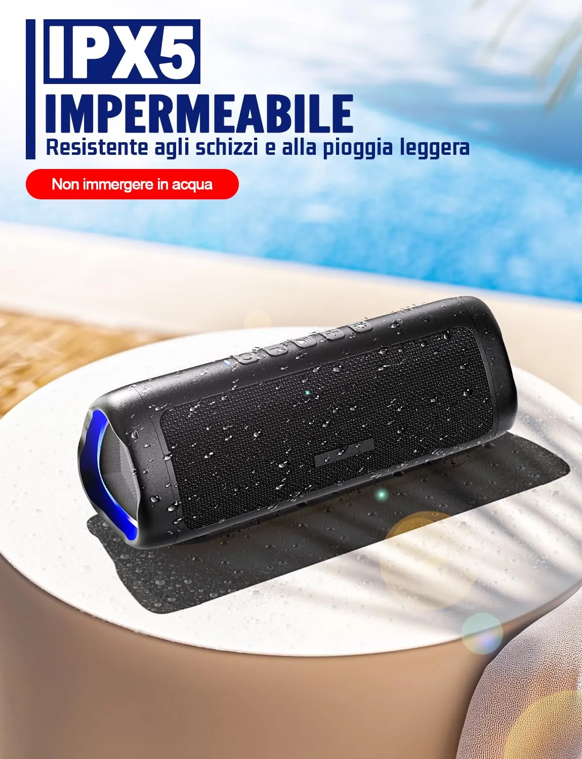 UOHHBOE Altoparlante Bluetooth Portatile 30W RGB, Nero - immagine 7