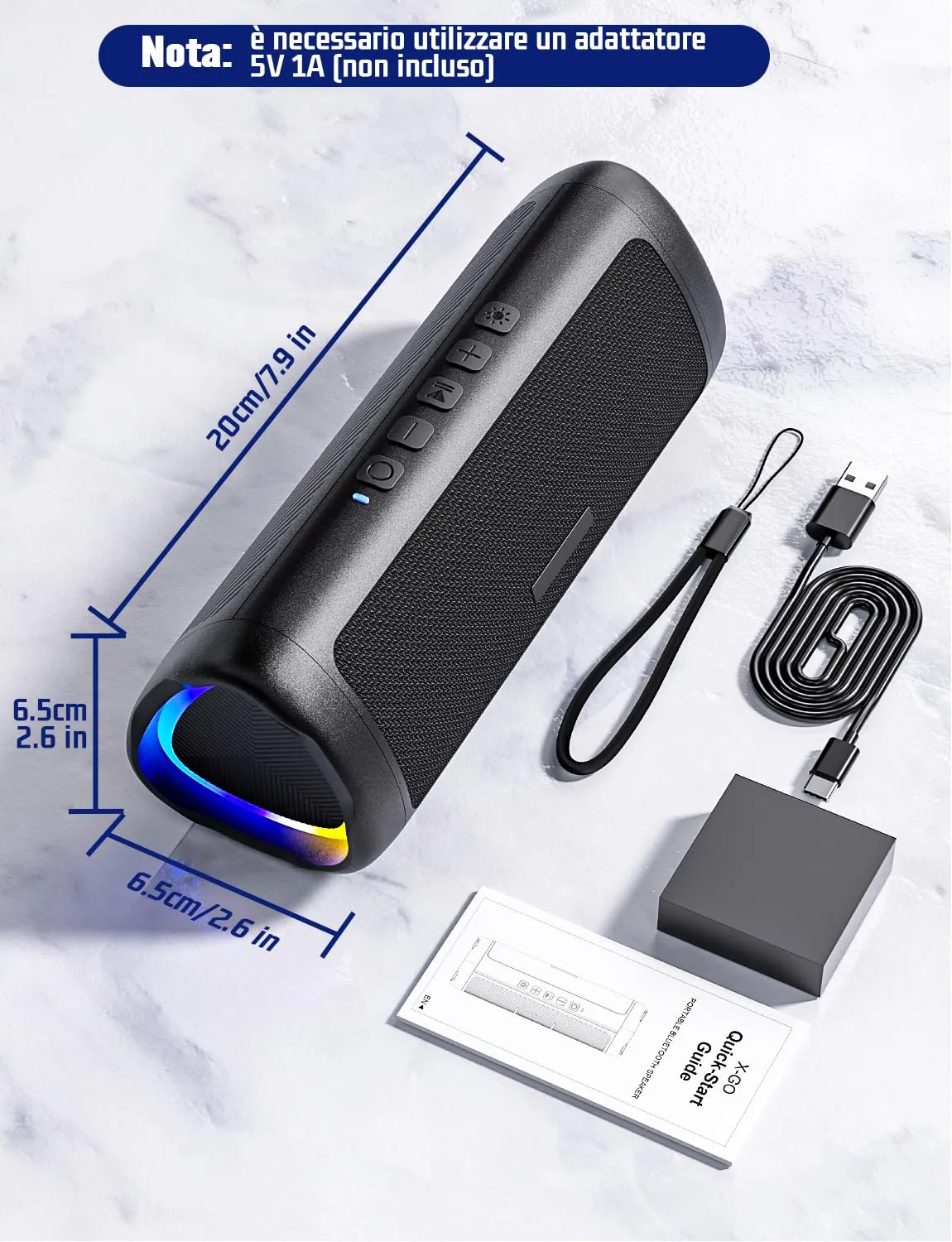 UOHHBOE Altoparlante Bluetooth Portatile 30W RGB, Nero - immagine 9