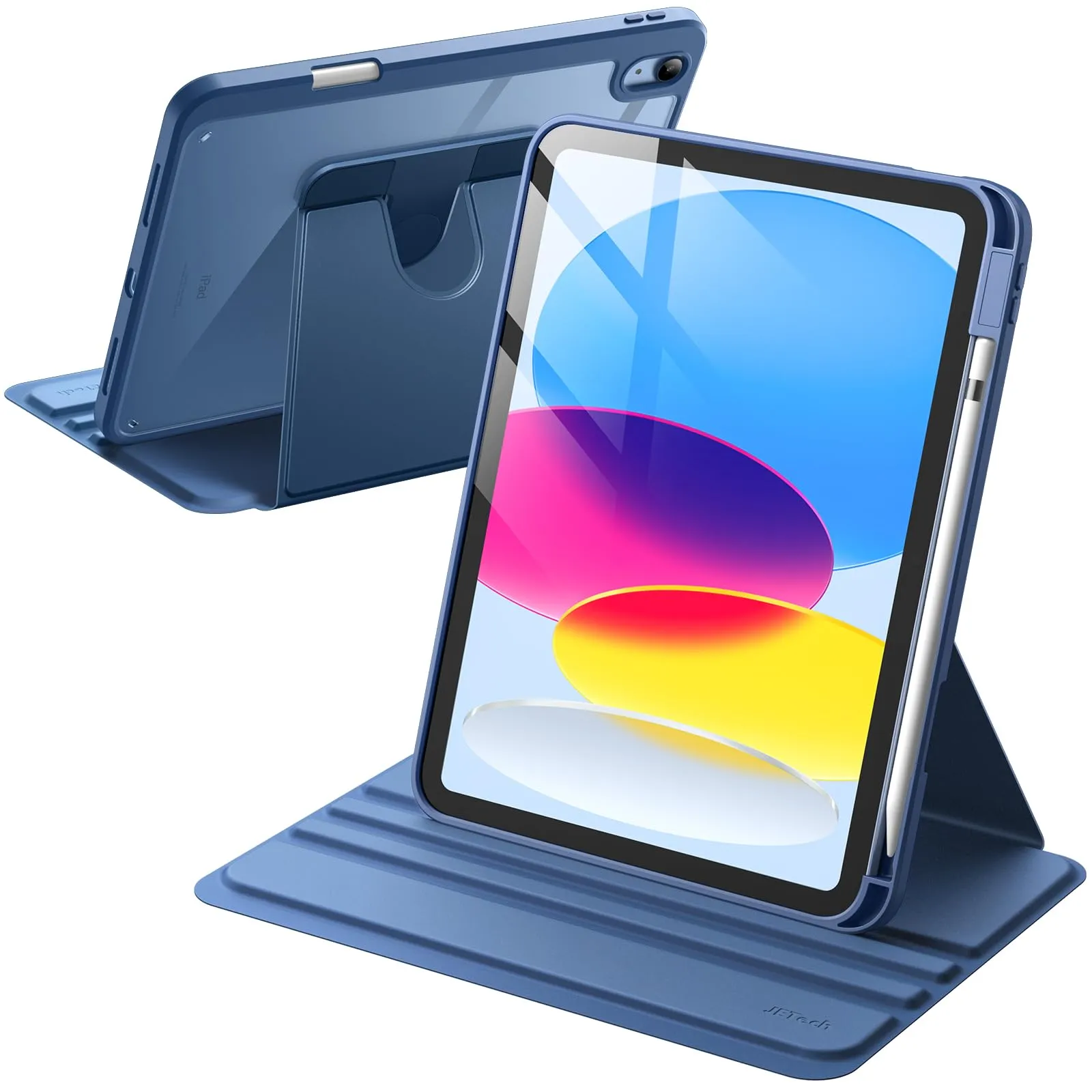 JETech Custodia Girevole per iPad 11ª/10ª Gen, Navy - immagine 1