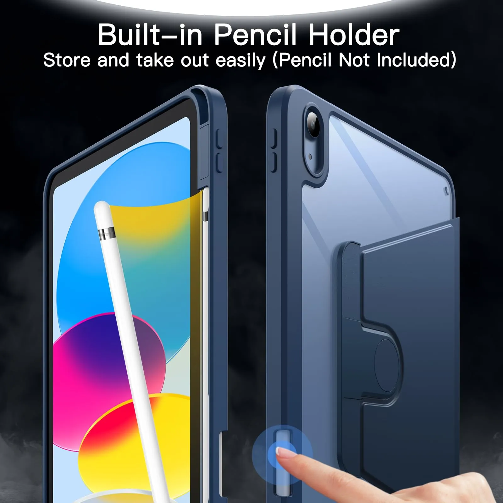 JETech Custodia Girevole per iPad 11ª/10ª Gen, Navy - immagine 5