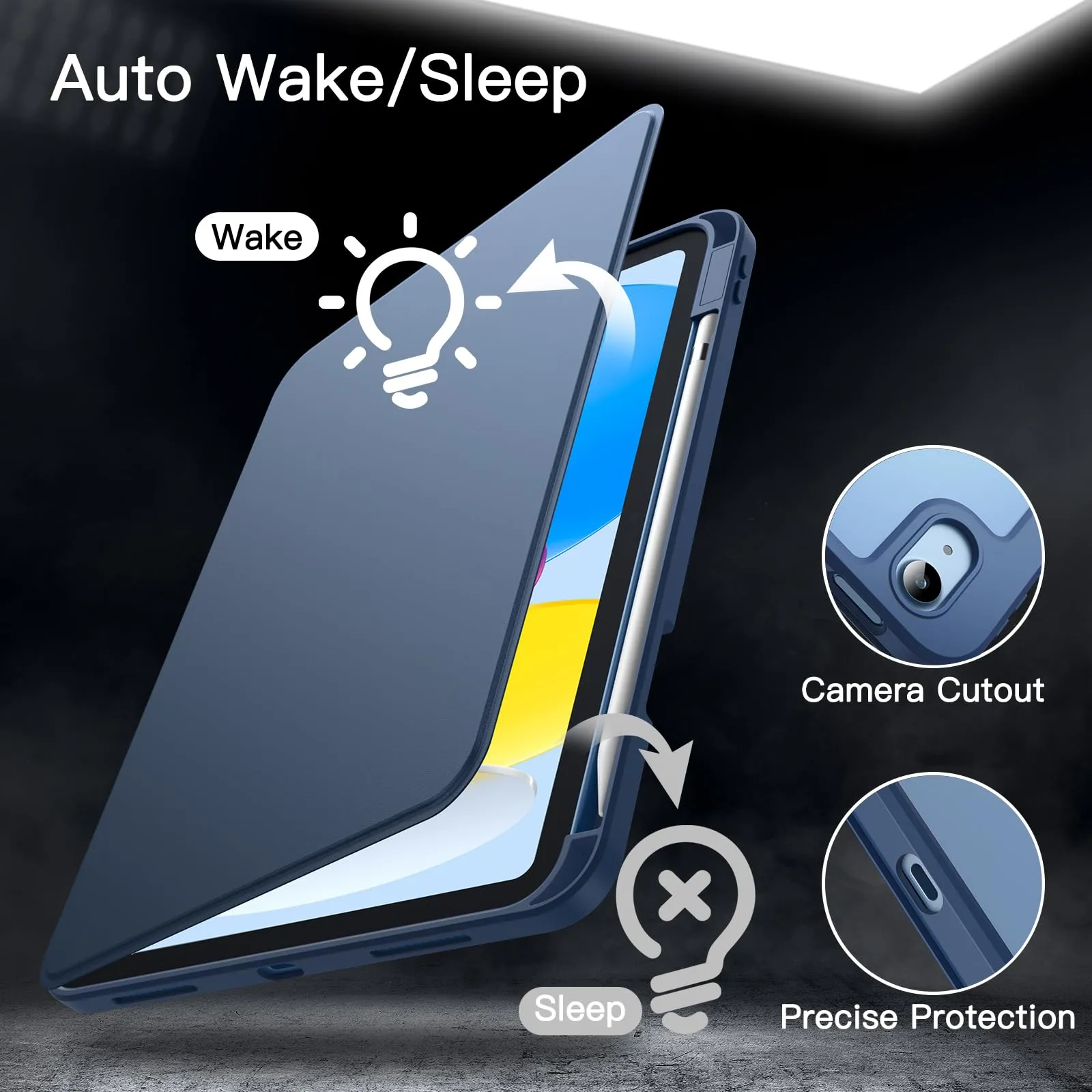 JETech Custodia Girevole per iPad 11ª/10ª Gen, Navy - immagine 6