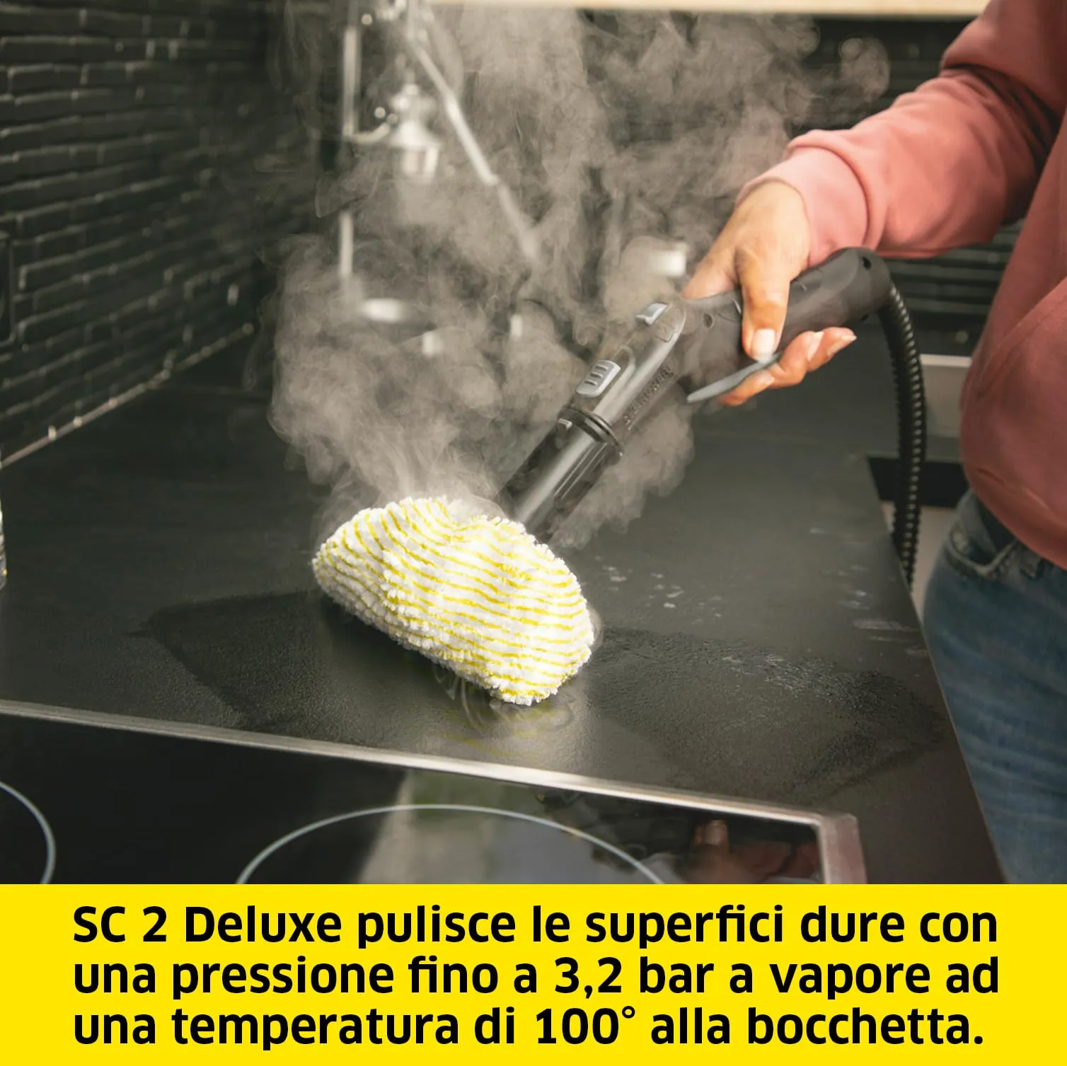 Kärcher SC 2 Deluxe Pulitore a Vapore, 1.500 W, 3,2 bar, Serbatoio 1 l, con Kit per pulizia dei pavimenti - immagine 2