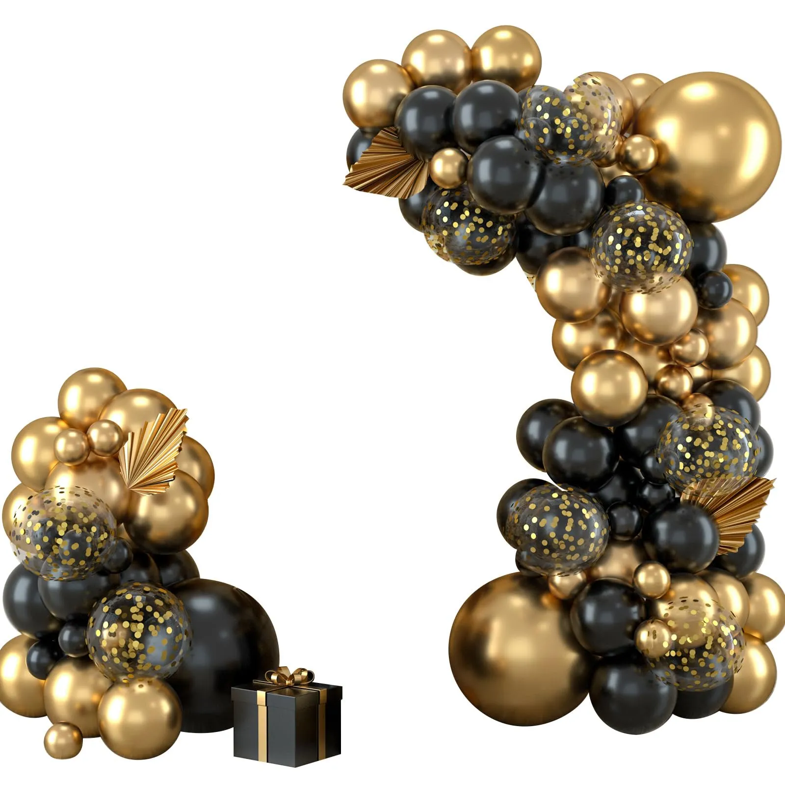 Balloon Garland Kit Ghirlanda Palloncini Nero Oro, 110 Pezzi con Palloncini Coriandoli Dorati - immagine 8