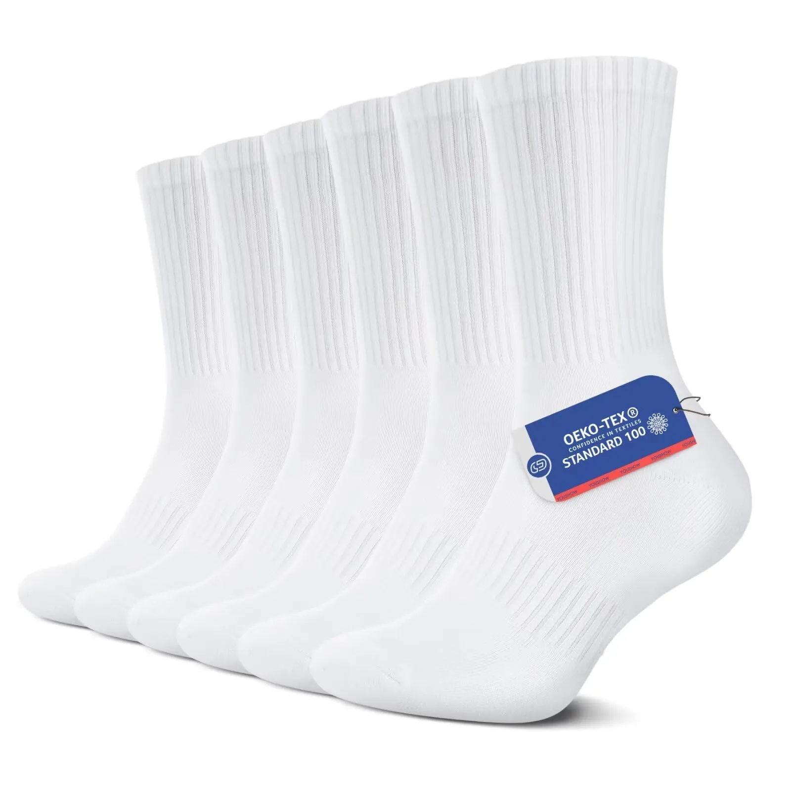 YouShow Calze Sportive in Cotone per Uomo e Donna, 6 Paia, Bianco, 43-46 - immagine 1