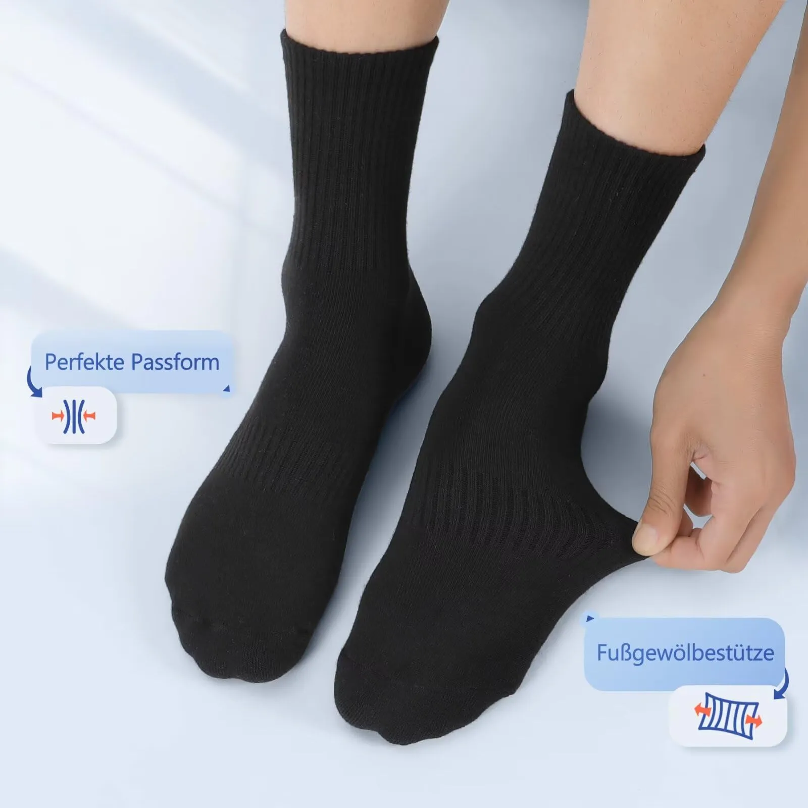 YouShow Calze Tennis Sportive in Cotone, Nero, 6 Paia, 43-46 - immagine 4