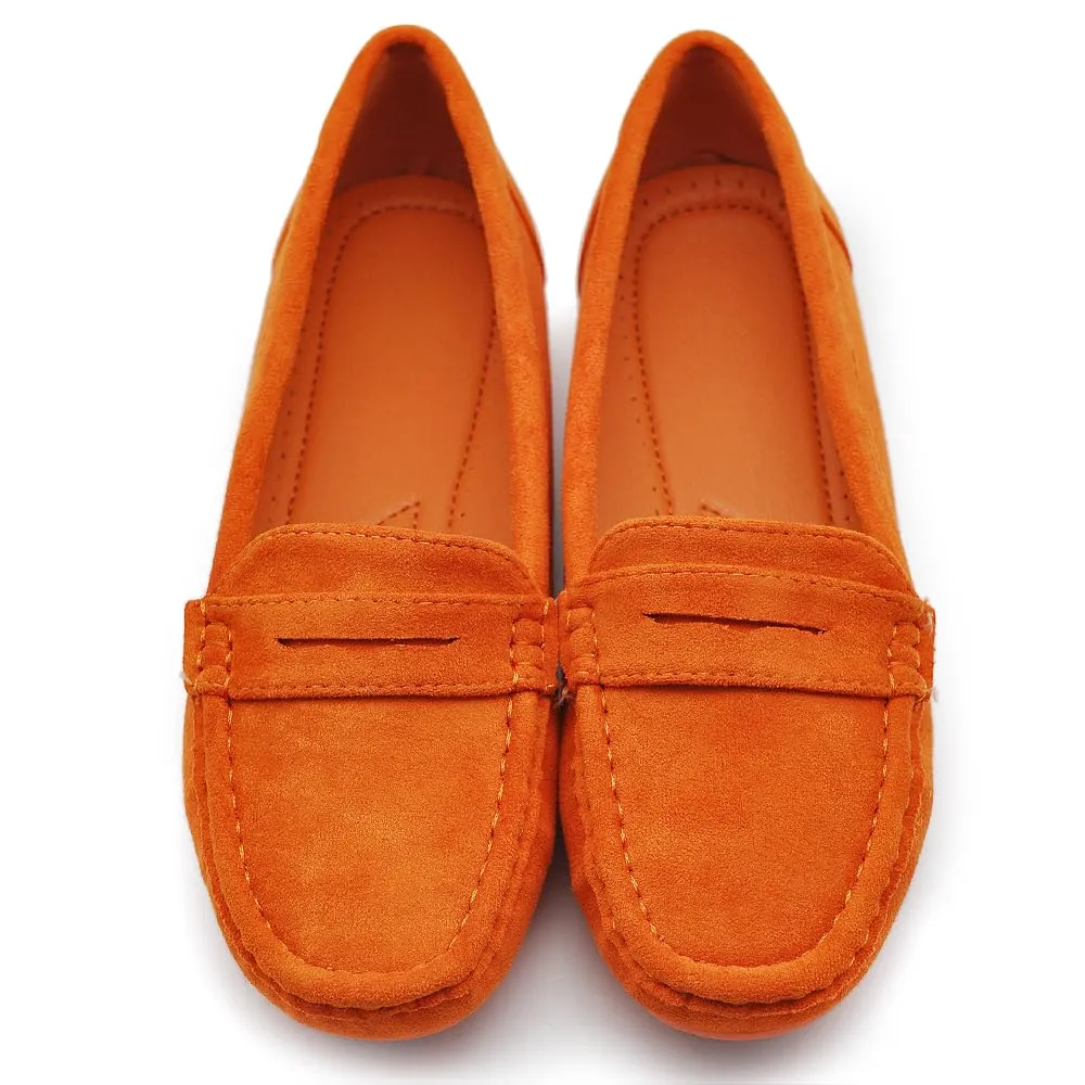 IF Mocassini Slip On Loafers Donna in Camoscio con Strass FT245 Arancione 36 - immagine 2