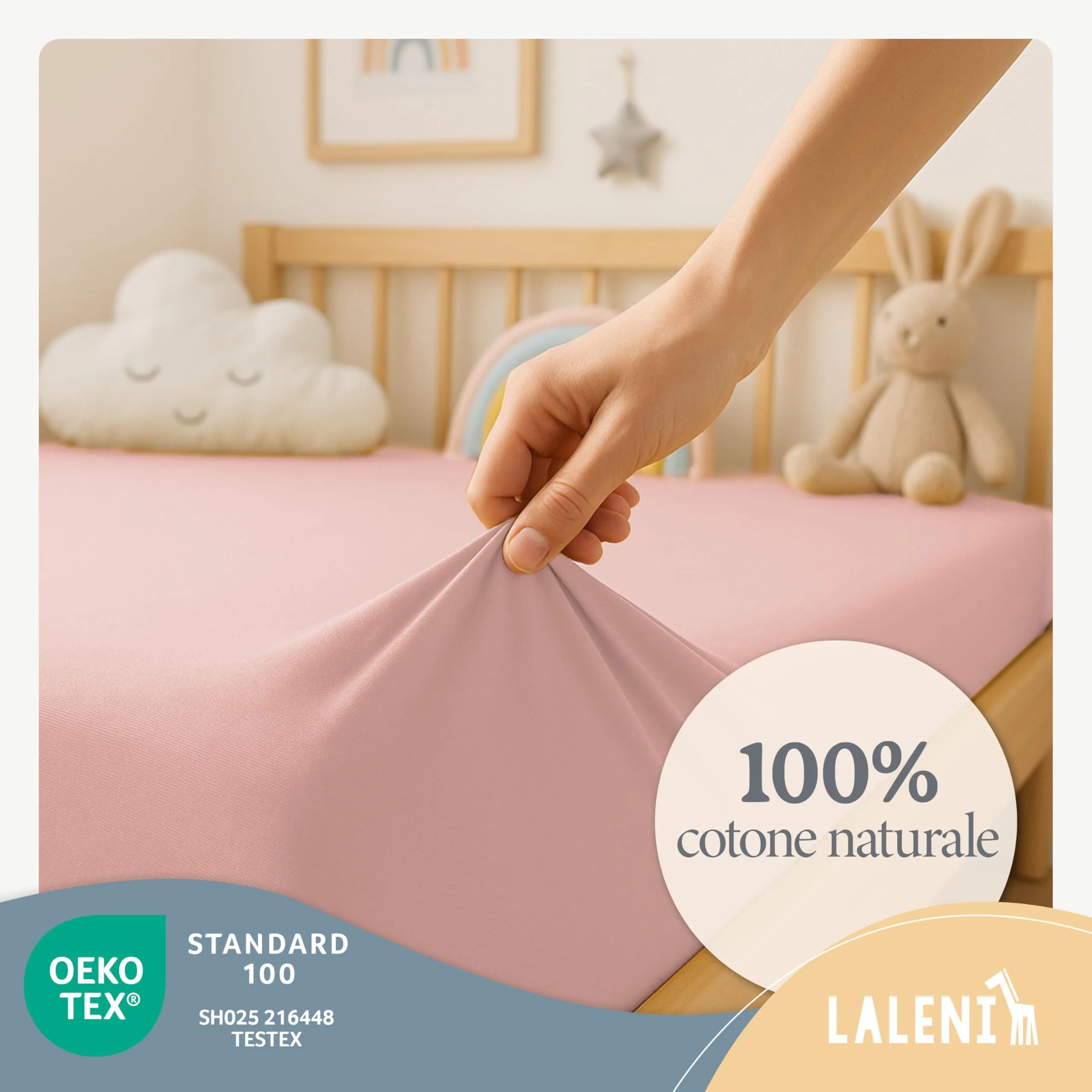 Laleni Lenzuolo Jersey per Babybay 42x81 cm, 100% Cotone, Rosa, 2 Pezzi - immagine 3