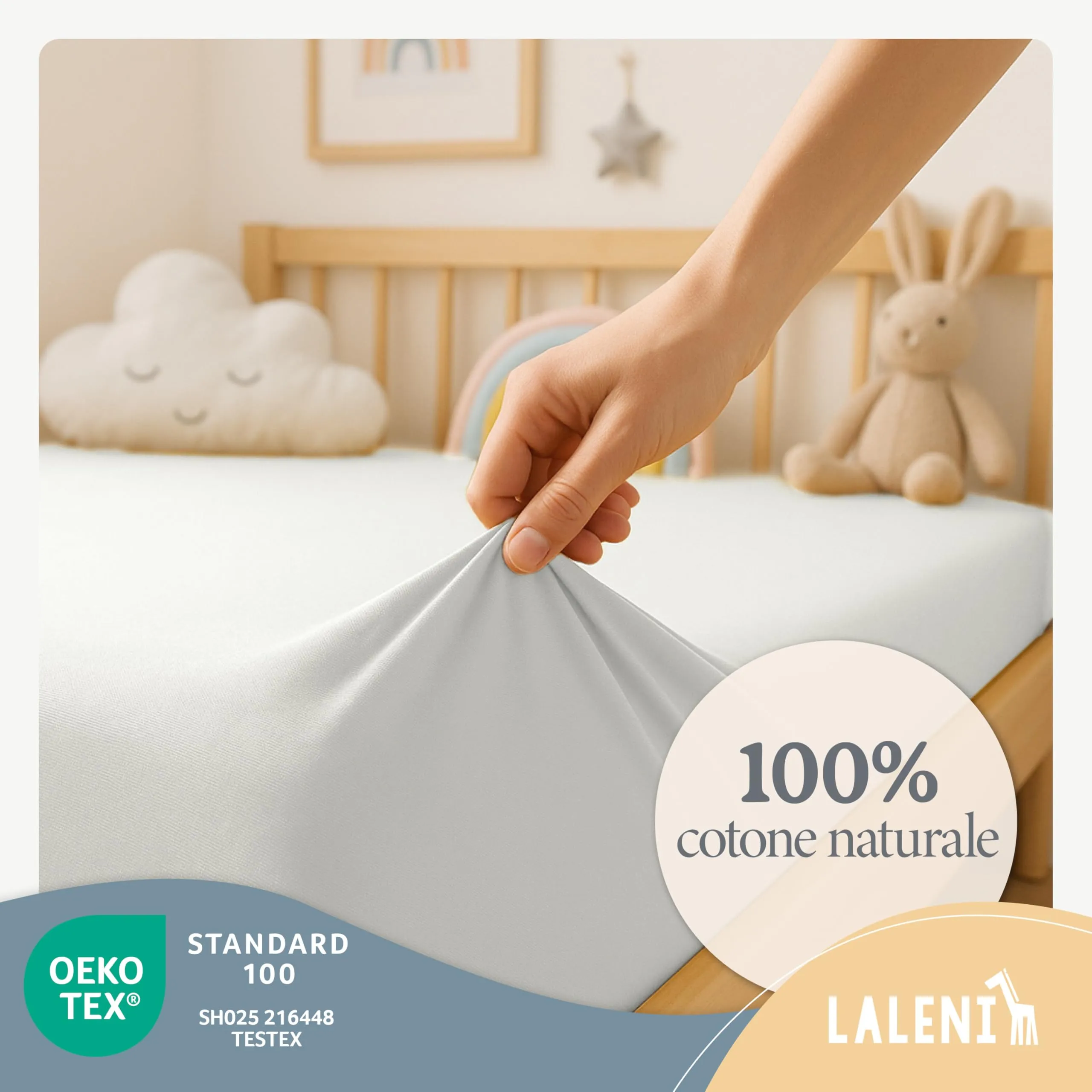 Laleni Lenzuolo Jersey per Babybay Original, 42x81 cm, 100% Cotone, Avorio - immagine 3