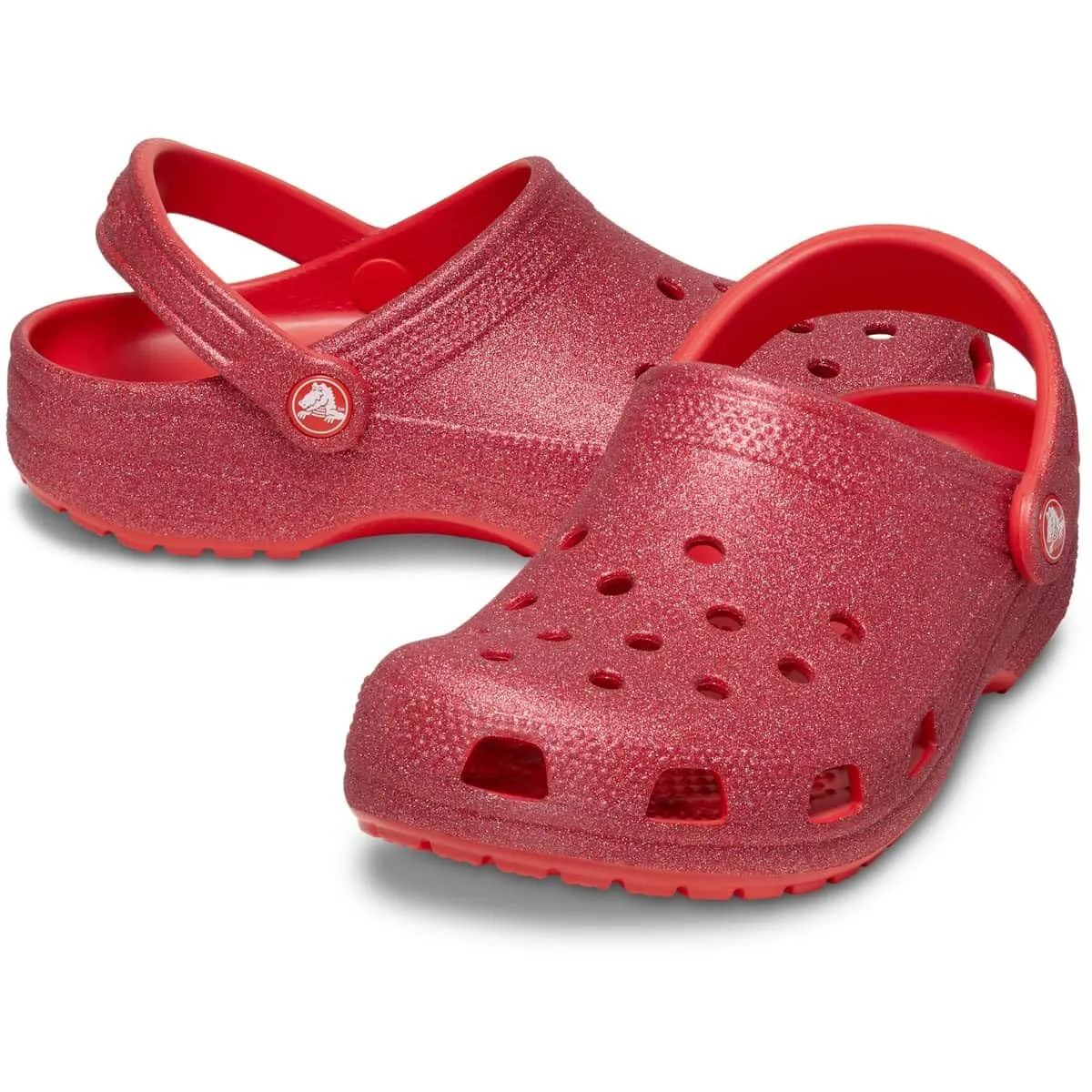Crocs Zoccoli Classici Glitterati Unisex, Rosso Ciliegia, 10 Women/8 Men - immagine 2