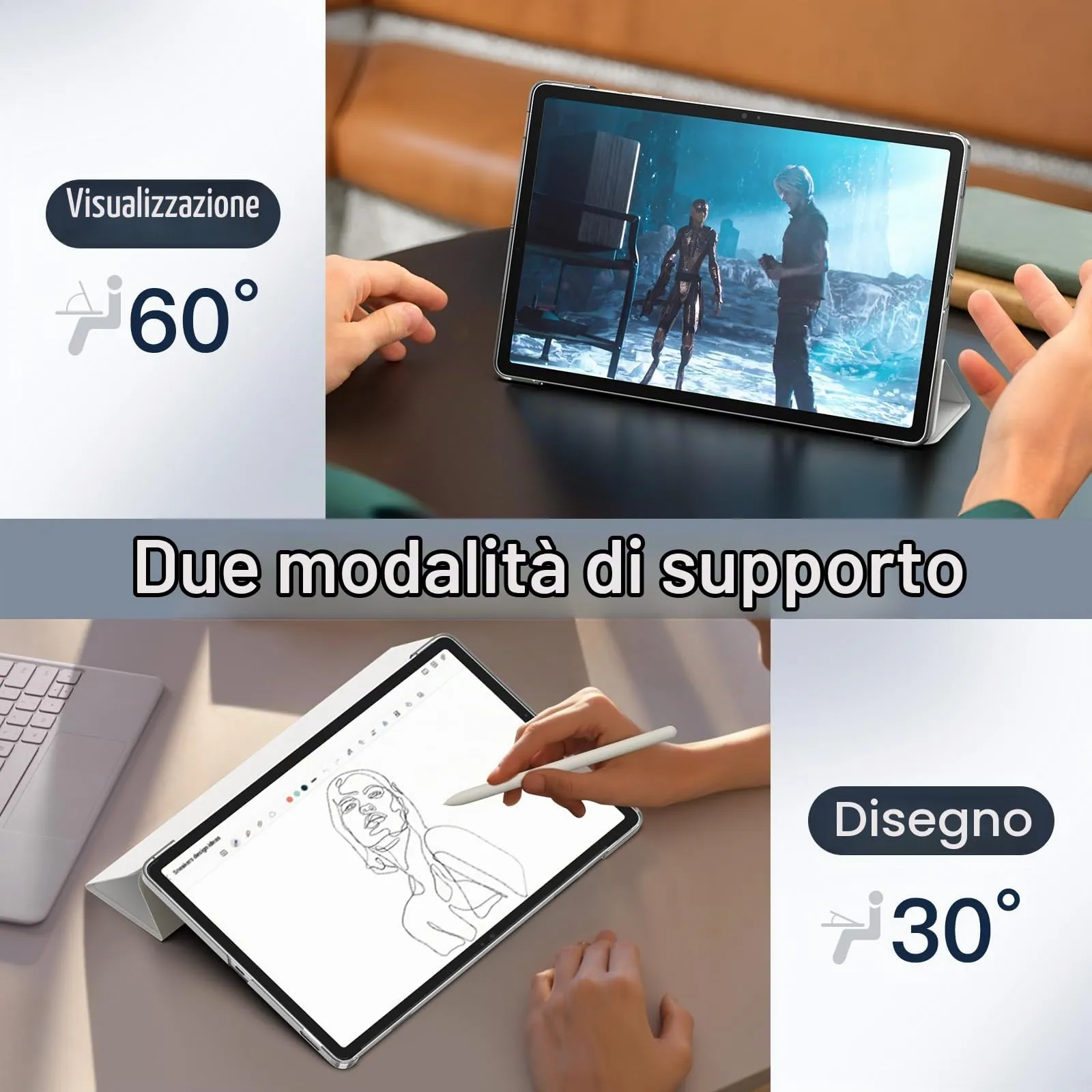 JETech Custodia per Samsung Galaxy Tab S10 Lite/S10 FE/S9 FE 10,9", Silver - immagine 5
