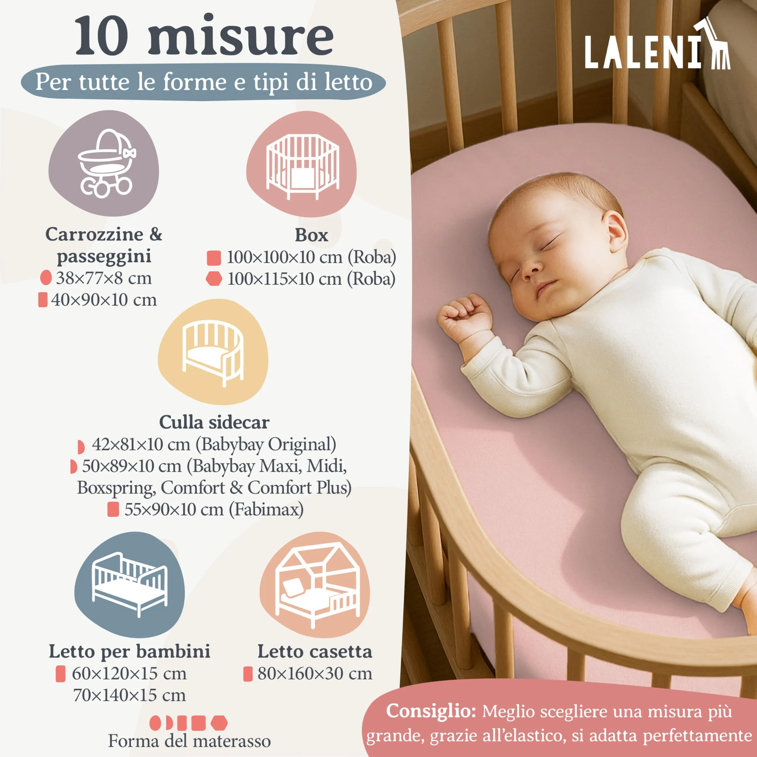 Laleni Lenzuolo Jersey 50x89 cm per Babybay Maxi, 100% Cotone, Rosa - immagine 2