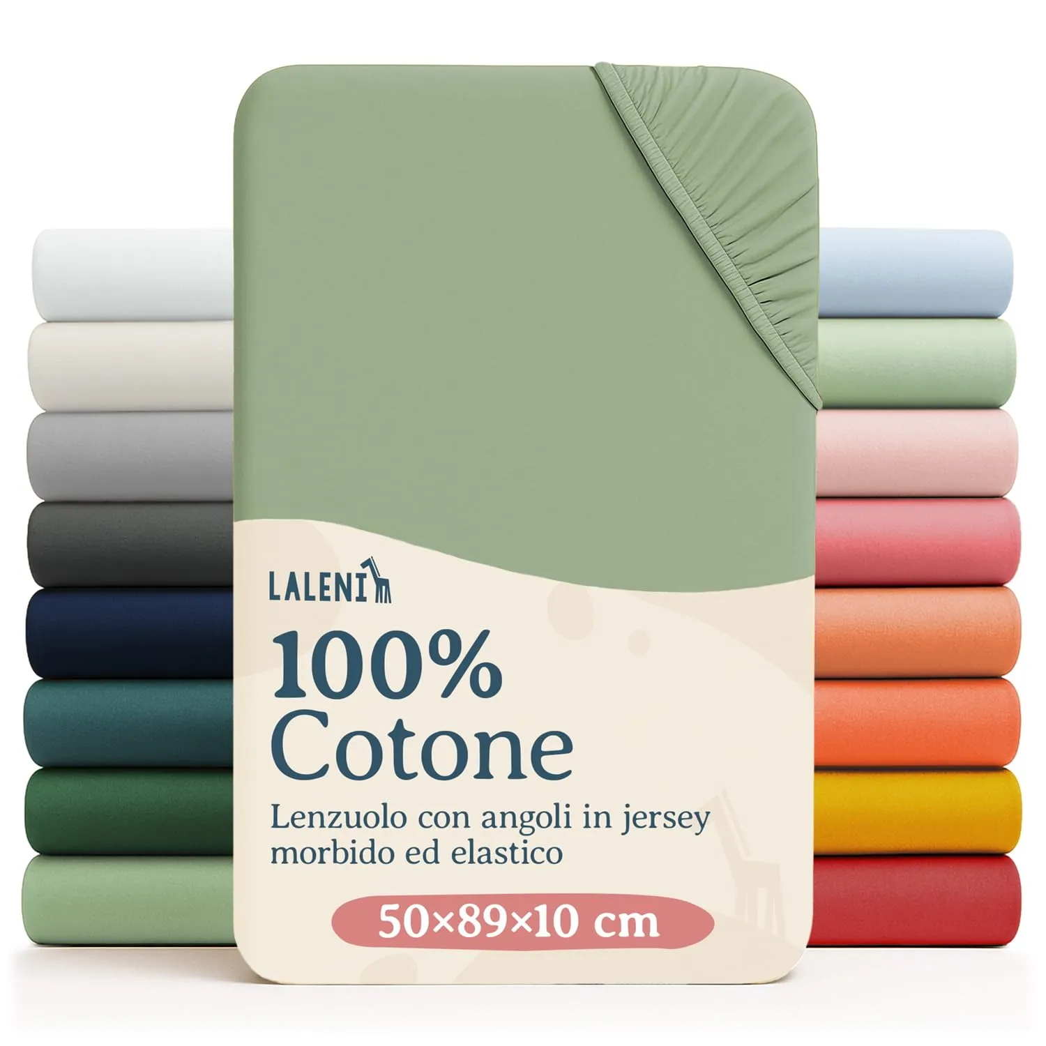 Laleni Lenzuolo Jersey per Babybay 50x89 cm, 2 Pezzi, 100% Cotone, Verde - immagine 1
