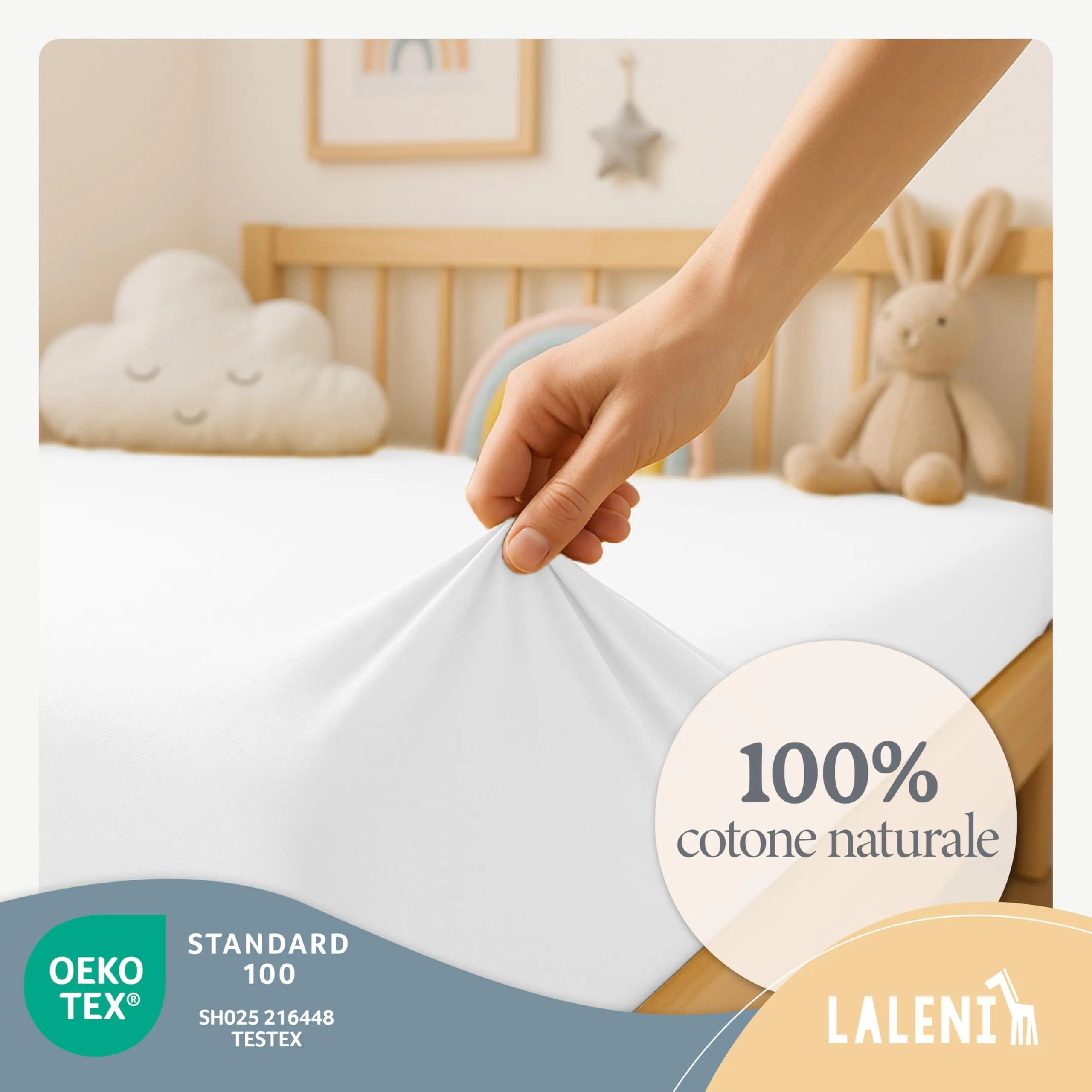 Laleni Lenzuolo Jersey per Babybay Original, 42x81 cm, 100% Cotone, Bianco - immagine 3