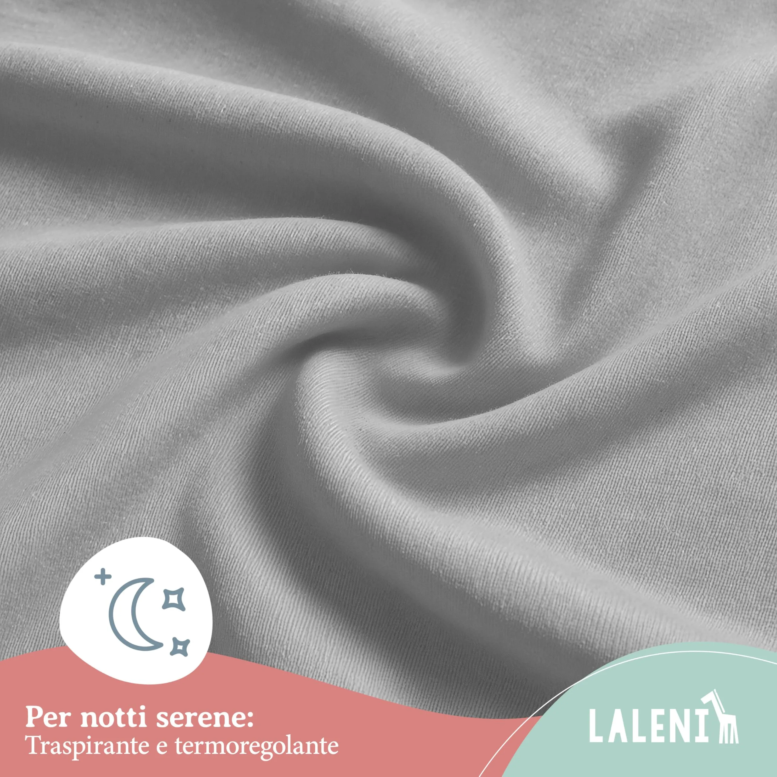Laleni Lenzuolo Jersey per Culla Ovale 38x77 cm, 2 Pezzi, 100% Cotone, Grigio - immagine 5