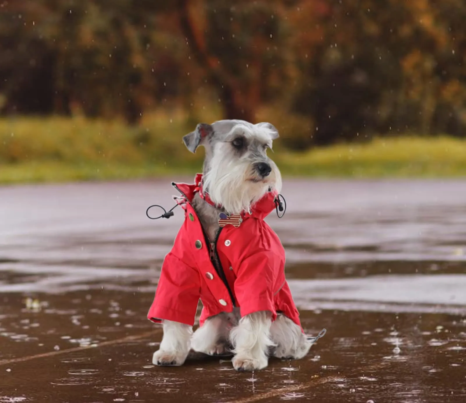 Morezi Impermeabile per cani con cappuccio staccabile e cerniera, Rosa, L - immagine 5