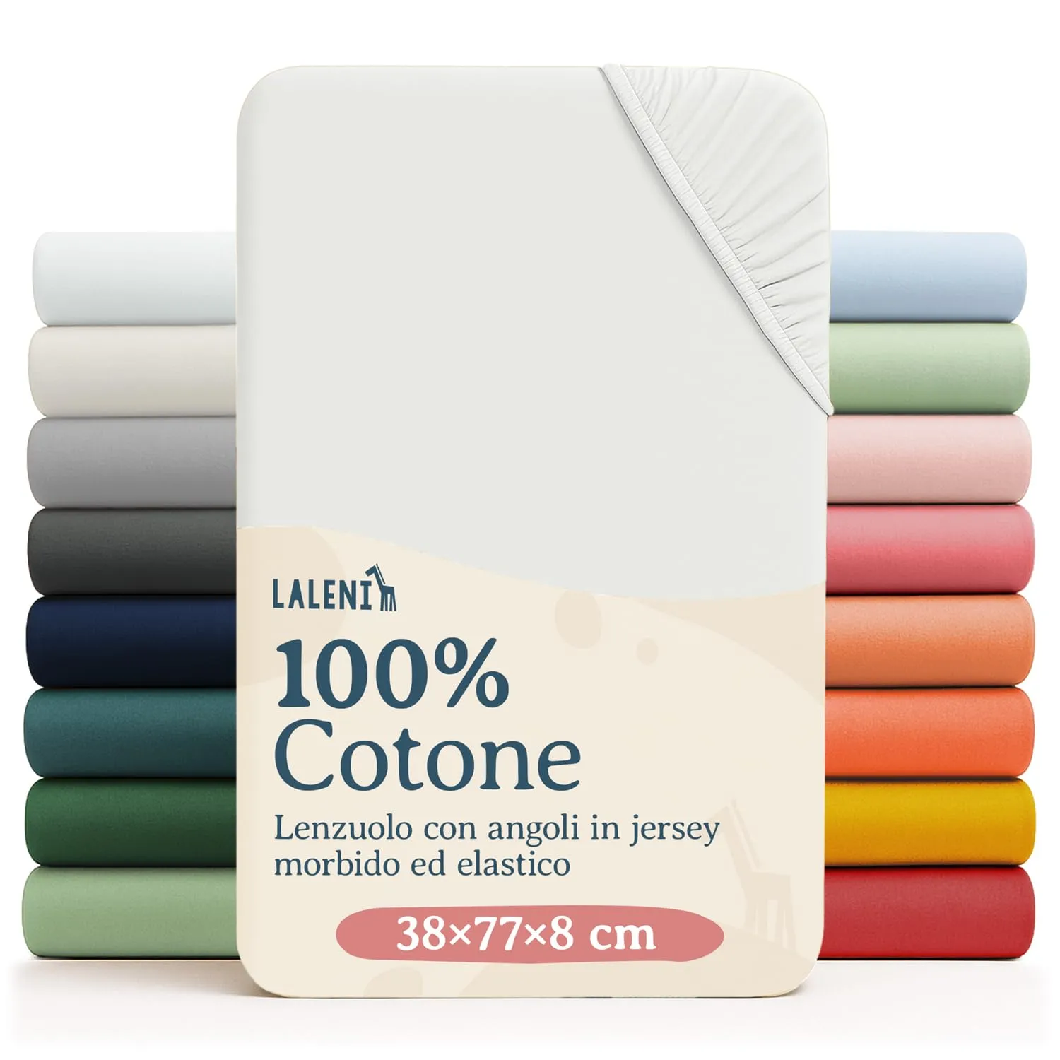 Laleni Lenzuolo Jersey per Culla Ovale 38x77 cm, 2 Pezzi, 100% Cotone, Avorio - immagine 1