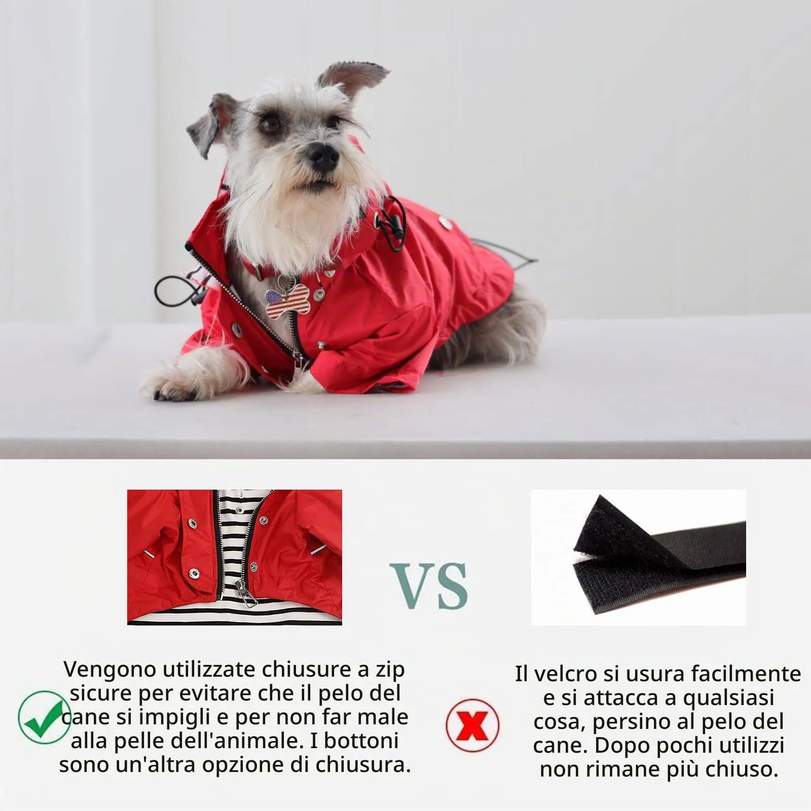 Morezi Impermeabile per Cani con Cappuccio Staccabile, Rosa, S - immagine 5