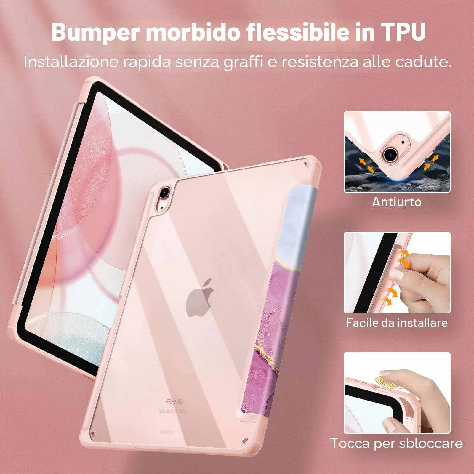 FINTIE Cover for iPad Air 11" M4/M3/M2 (2024-2026) and iPad Air 5th & 4th Gen 10.9" - Glorious Marble - immagine 5