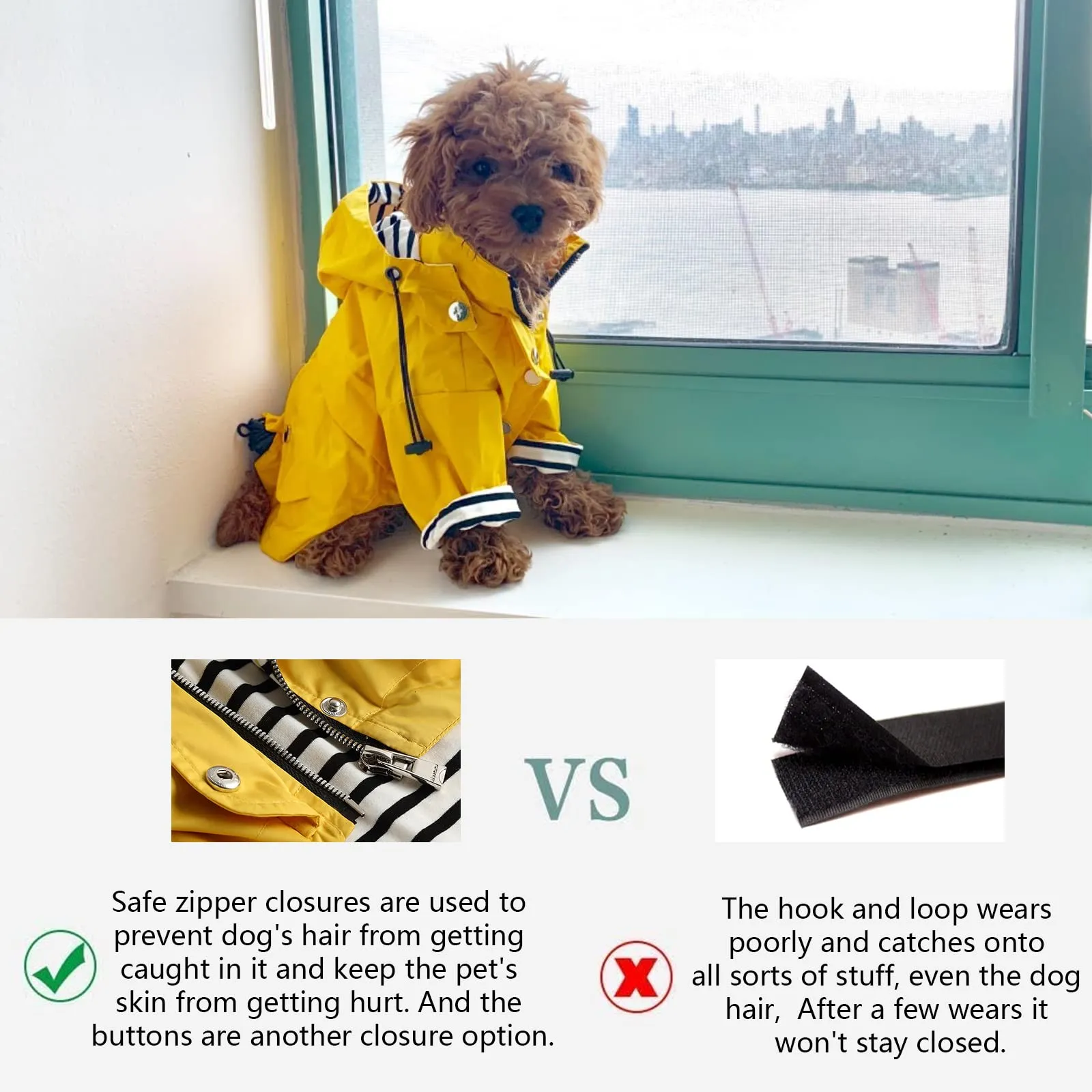 Morezi Impermeabile per cani con cappuccio staccabile, Blu scuro, S - immagine 6