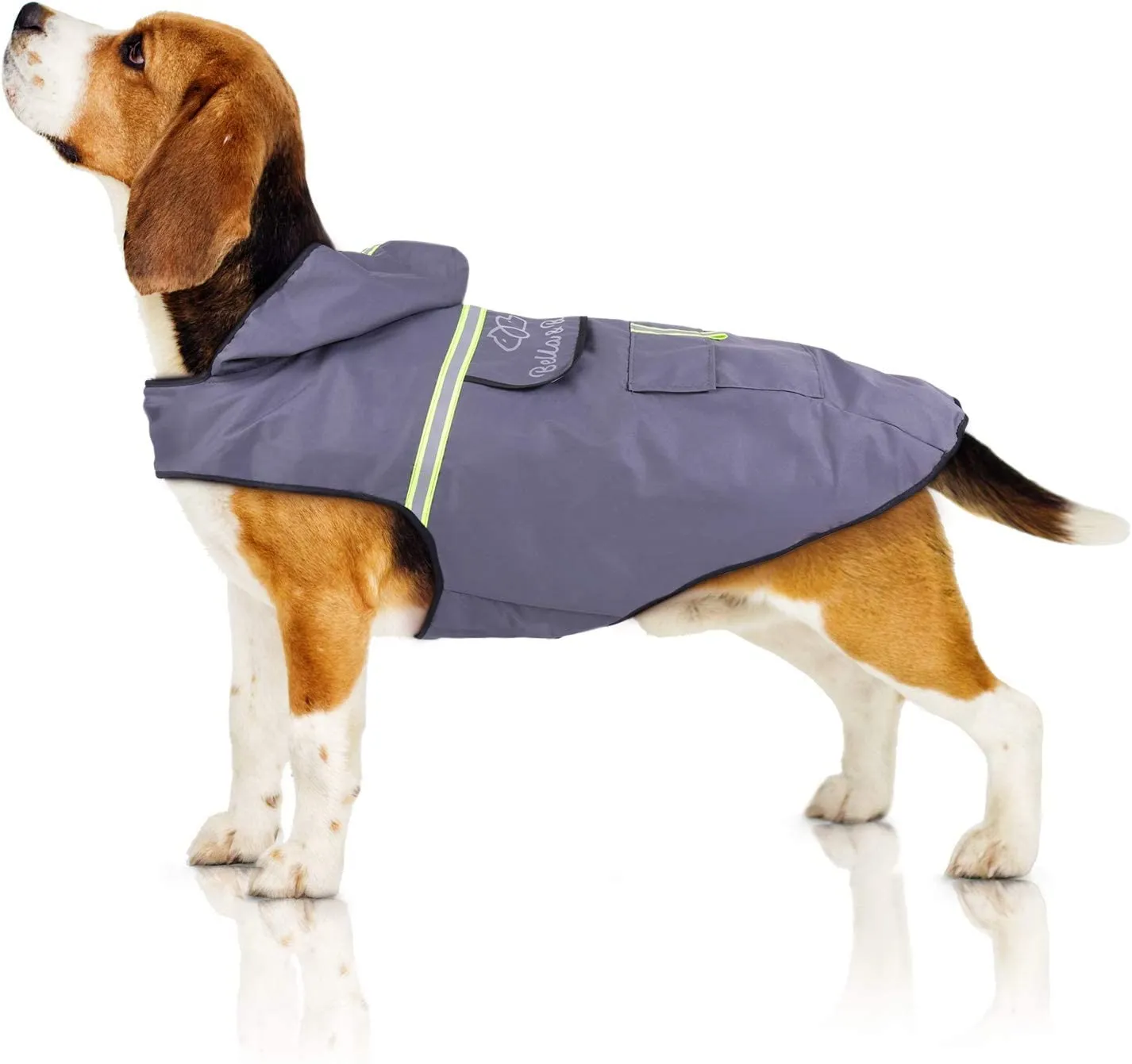 Bella & Balu Impermeabile Cane con Cappuccio e Catarifrangenti, Grigio, M - immagine 1