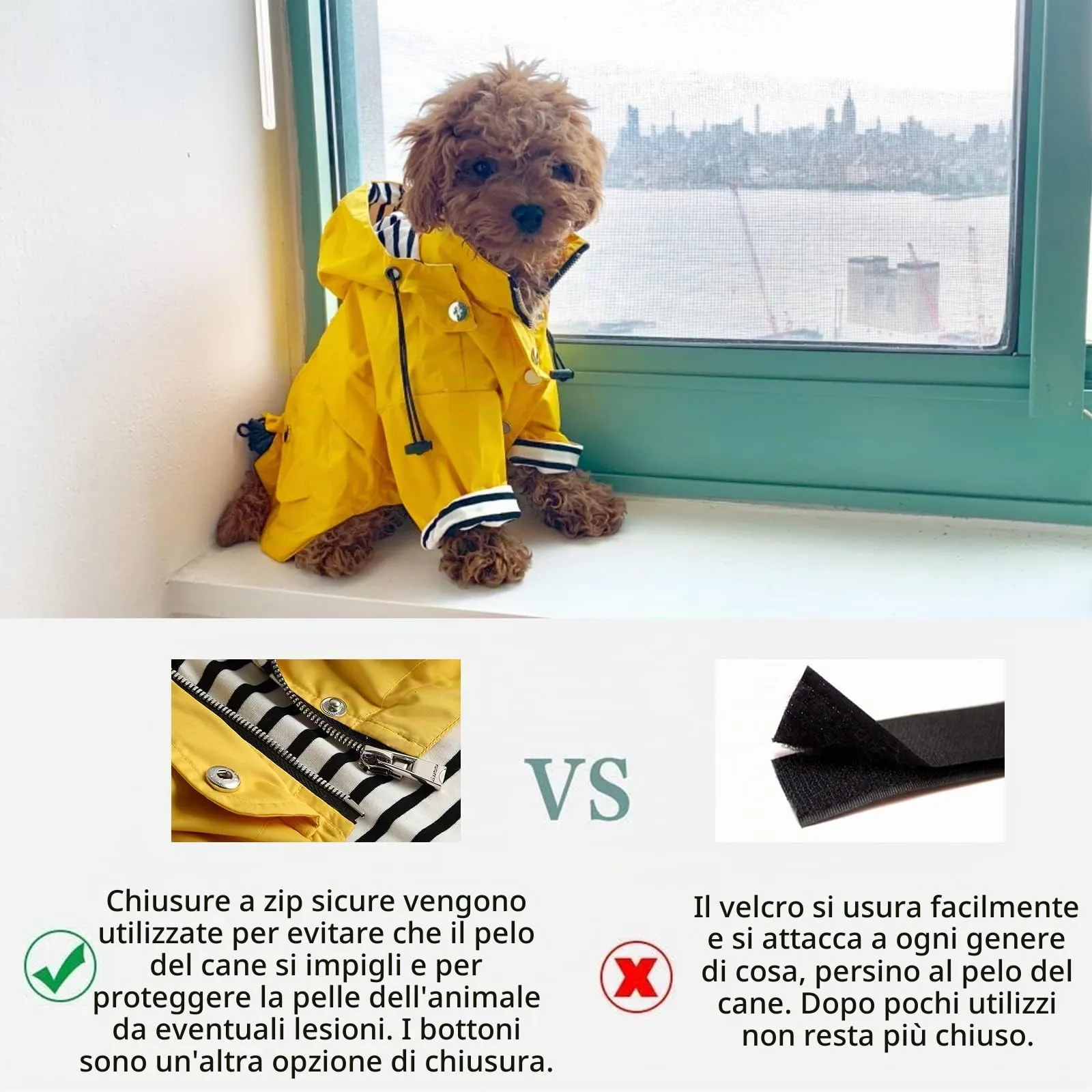 Morezi Impermeabile per Cani con Cappuccio Staccabile, Giallo, XL - immagine 5