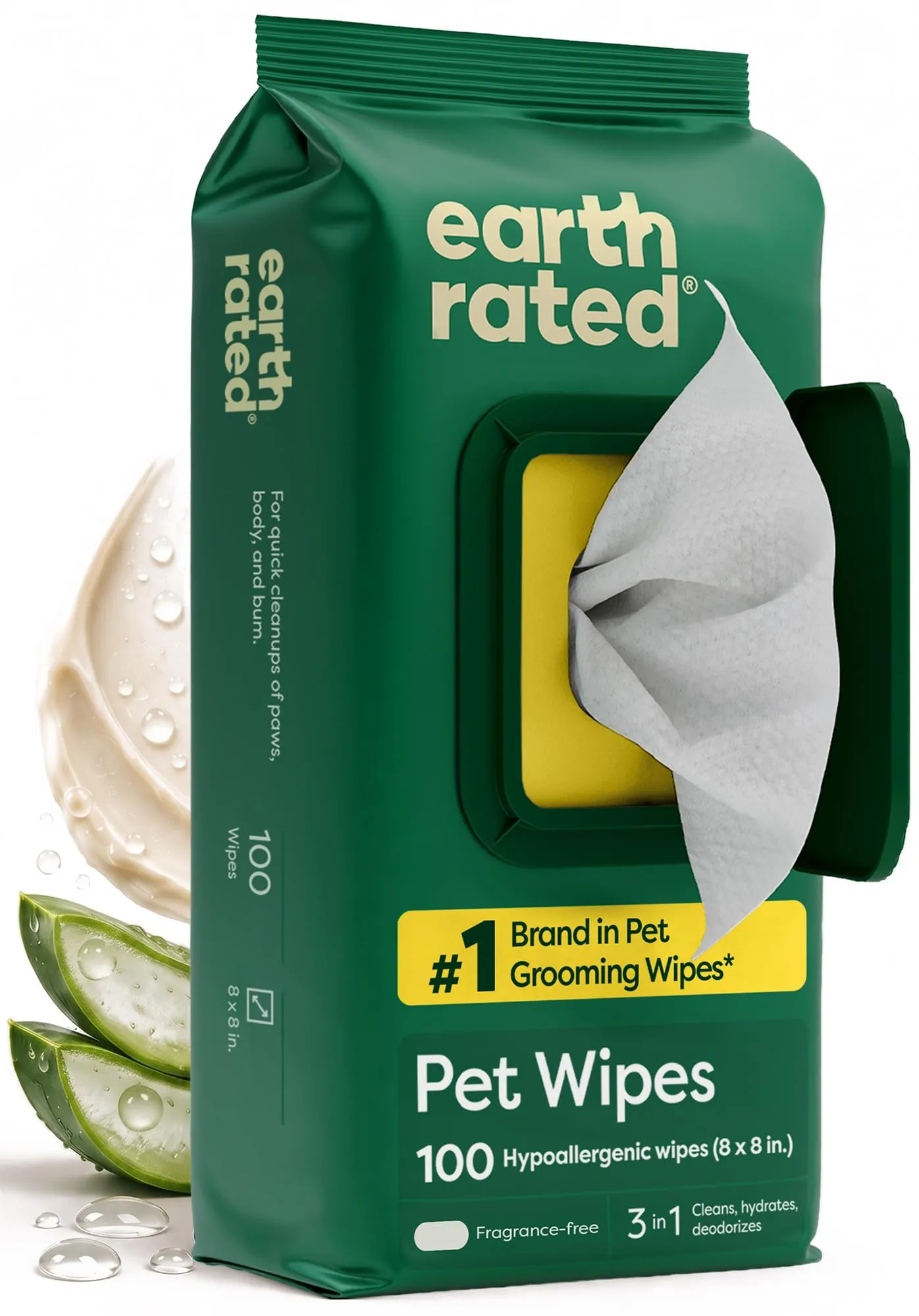 Earth Rated Salviette Ipoallergeniche per Cani, Senza Profumo, 100 Pezzi - immagine 1